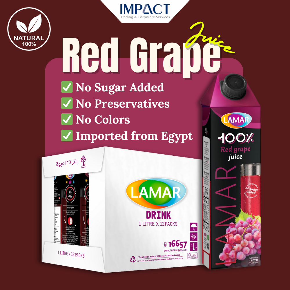 LAMAR Red Grape Juice [ 1L X 12 pcs ] 100% Natural Imported From Egypt 100% Jus Buah Anggur Merah 1L Import dari Egypt