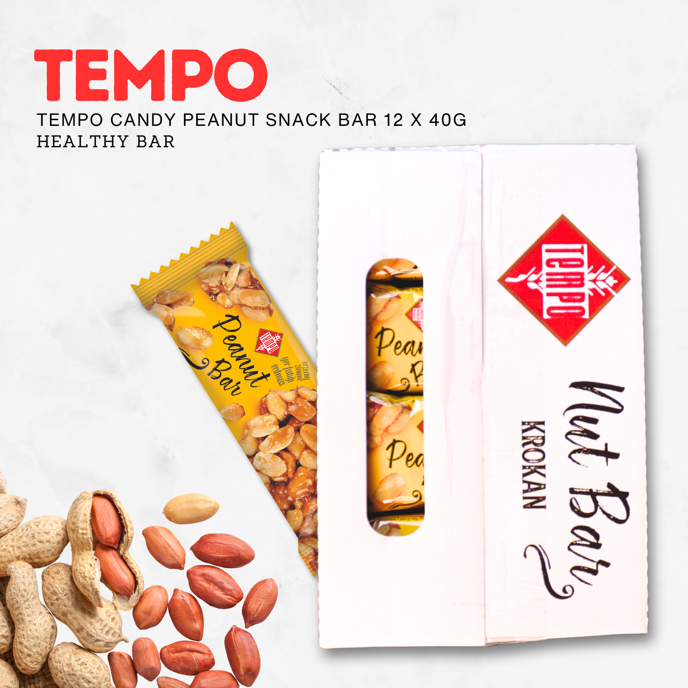 TEMPO CANDY Peanut Snack Bar 40g - Healthy bar - Gluten free import from Turkey