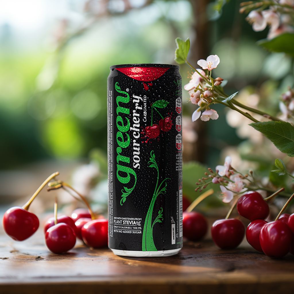 Green Cherry 330ml – Naturally Sweetened Soft Drink - No Sugar Added