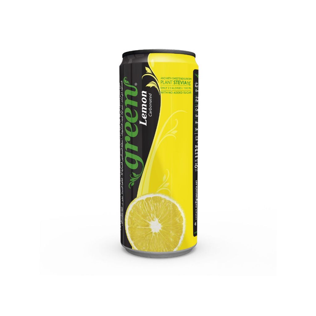 GREEN LEMON 330ML REFRESHING CARBONATED DRINK - STEVIA AS SWEETENER, NO ADDED SUGAR