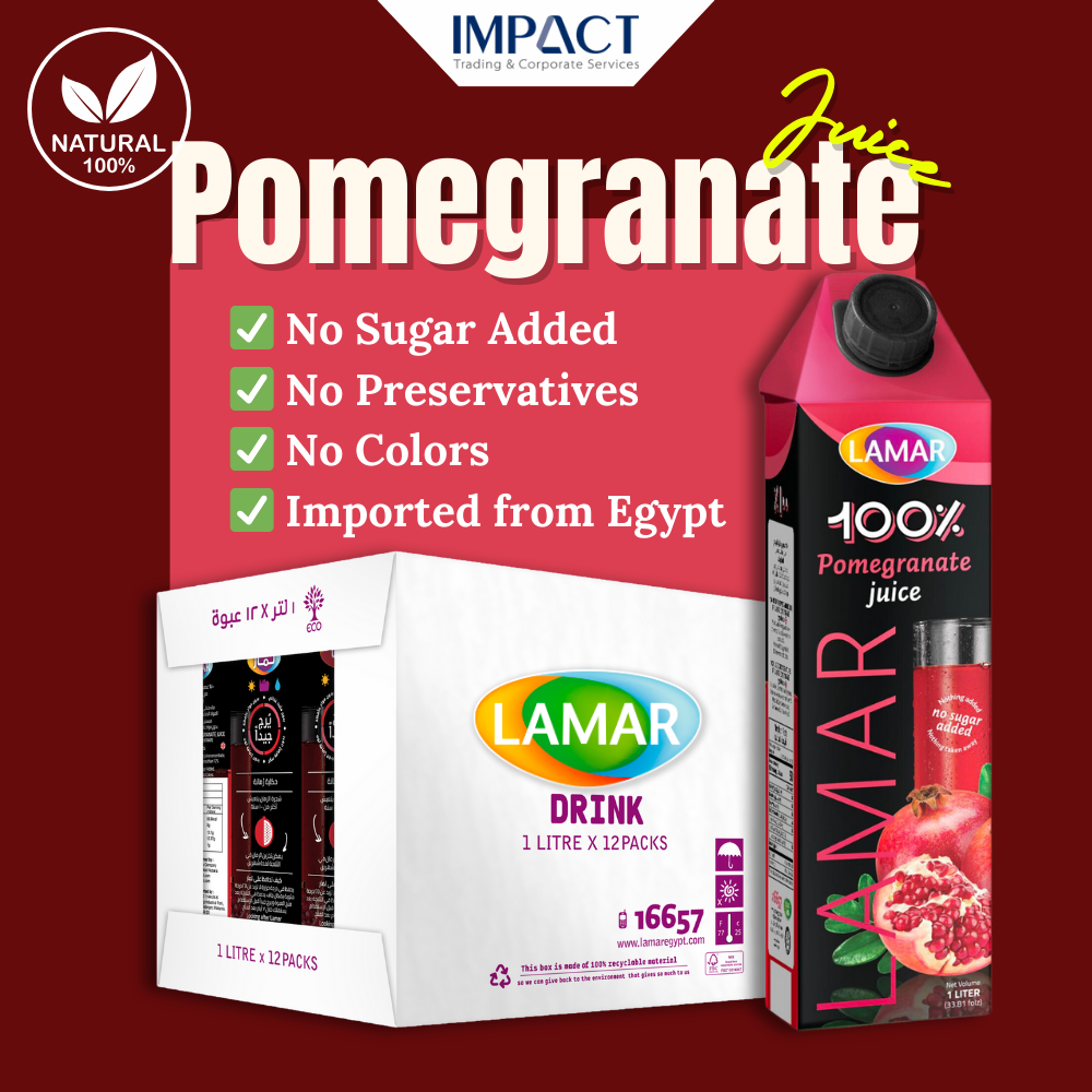 LAMAR Pomegranate Juice [1L X 12 pcs] 100% Natural Imported From Egypt 100% Jus Buah Delima 1L Import dari Egypt