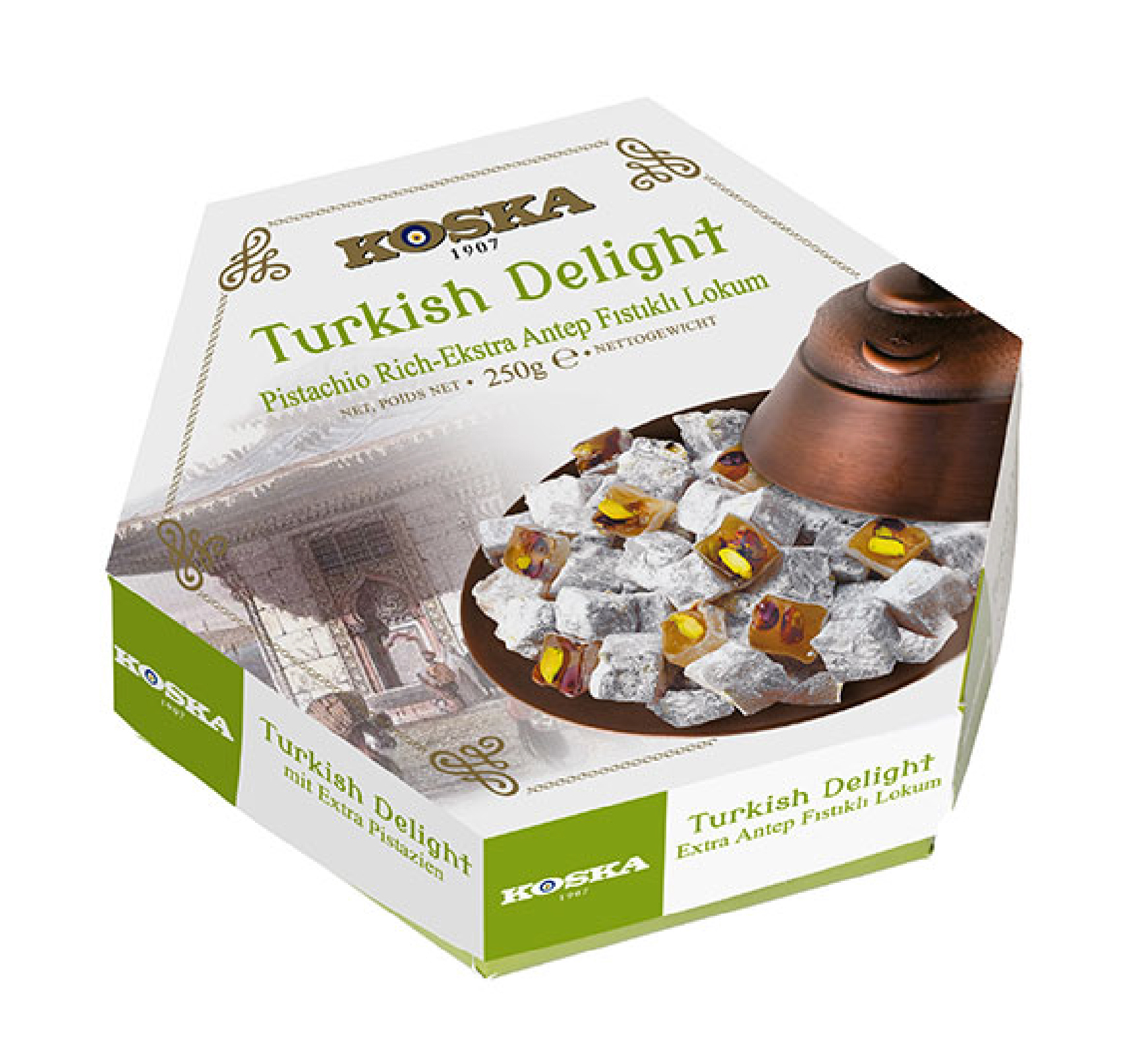KOSKA Turkish Delight With Extra Pistachio 250 g x 12