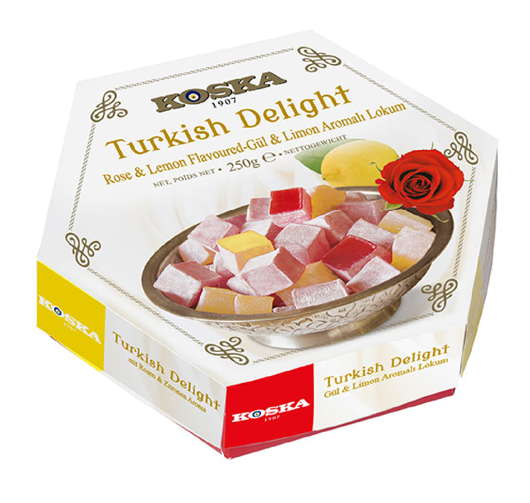KOSKA Rose & Lemon Flavoured Turkish Delight classic 250g x 12