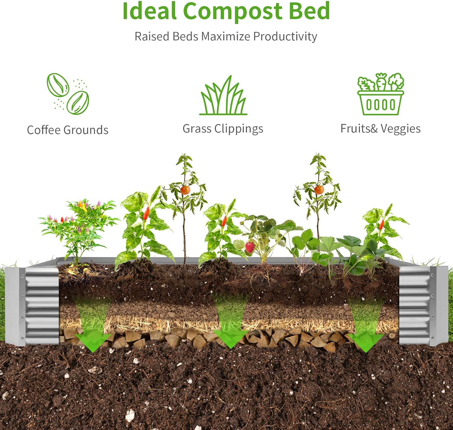 NS JULIET 6×3×1 ft Galvanized Vegetable  Raised Garden Bed Kit