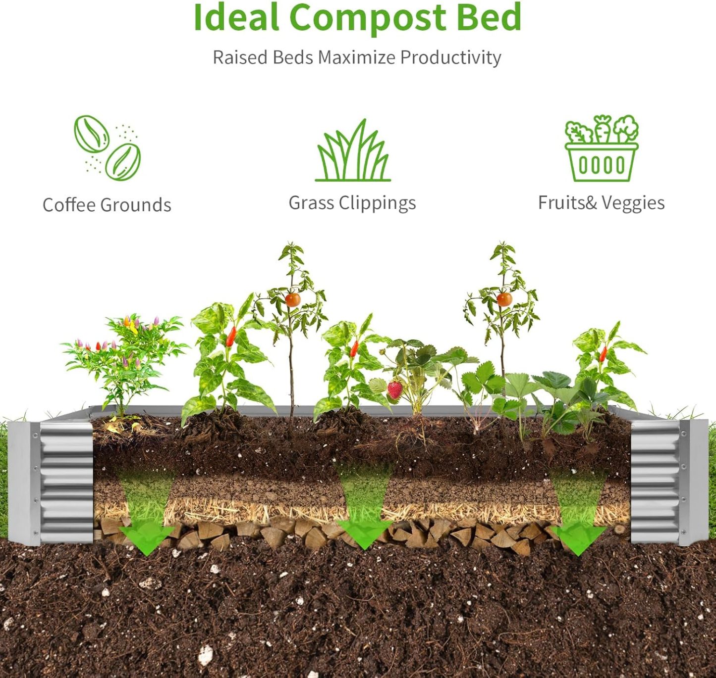 NS JULIET 6×3×1 ft Galvanized Vegetable  Raised Garden Bed Kit