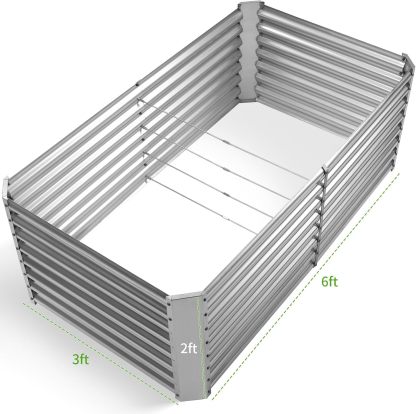 NS JULIET 6×3×2 ft Galvanized Vegetable  Raised Garden Bed Kit