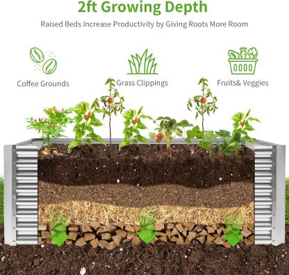 NS JULIET 6×3×2 ft Galvanized Vegetable  Raised Garden Bed Kit