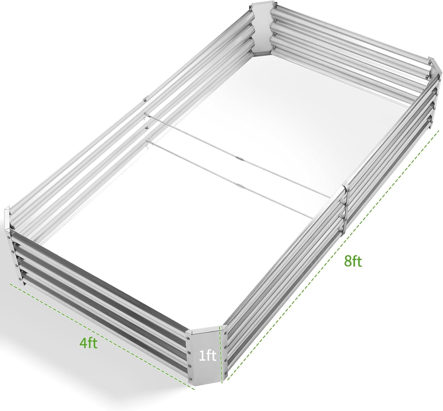 NS JULIET 8×4×1 ft Galvanized Vegetable Raised Garden Bed Kit