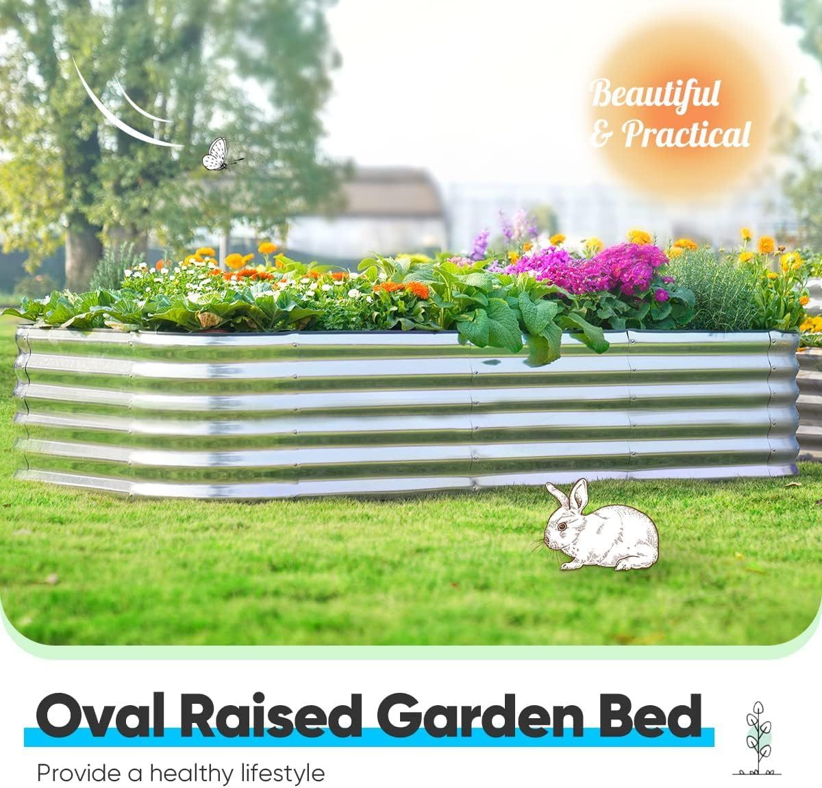 NS JULIET 24“ Tall 8x4x1.5ft Metal Raised Garden Bed for Vegetables Flowers