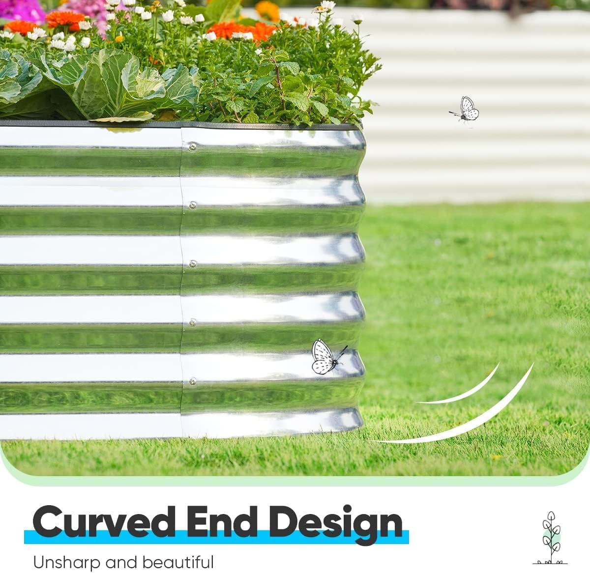 NS JULIET 24“ Tall 8x4x1.5ft Metal Raised Garden Bed for Vegetables Flowers