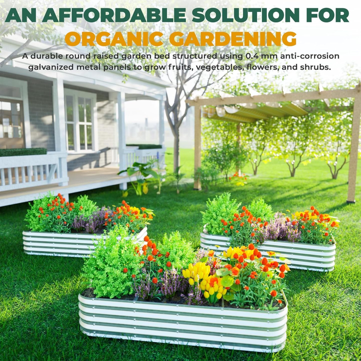 NS JULIET 12“ Tall 6x3x1ft Metal Raised Garden Bed for Vegetables Flowers