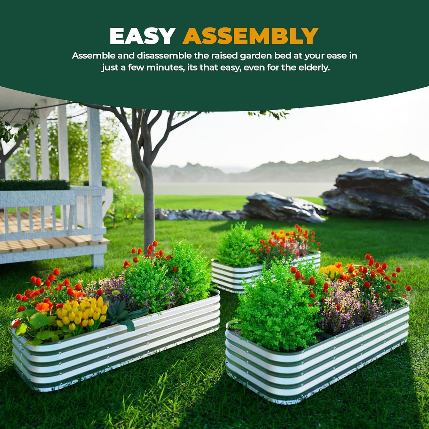 NS JULIET 12“ Tall 6x3x1ft Metal Raised Garden Bed for Vegetables Flowers