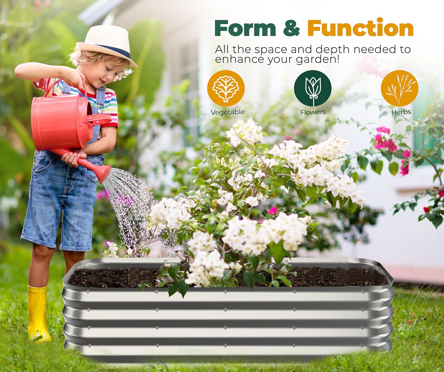 NS JULIET 12“ Tall 6x3x1ft Metal Raised Garden Bed for Vegetables Flowers