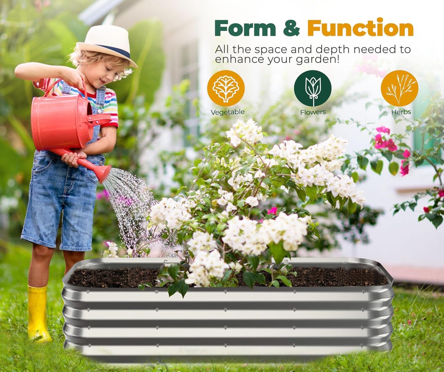 NS JULIET 12“ Tall 6x3x1ft Metal Raised Garden Bed for Vegetables Flowers