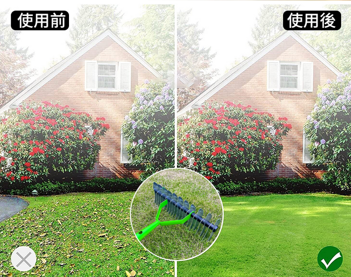 芝生枯草熊手松土器