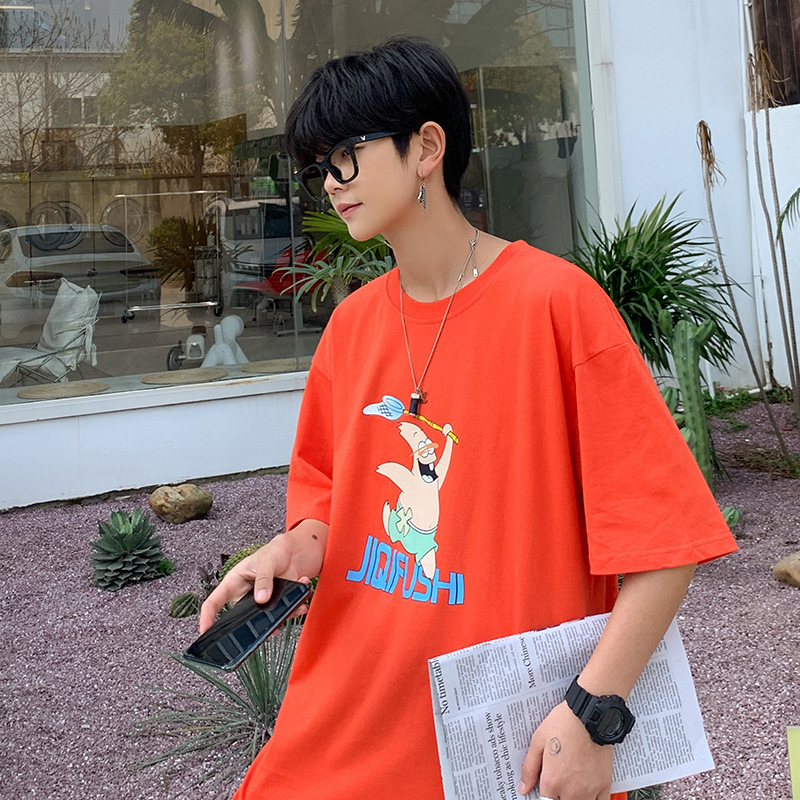 夏季港风短袖t恤男ins潮牌宽松2020休闲韩版潮流简约百搭潮五分袖