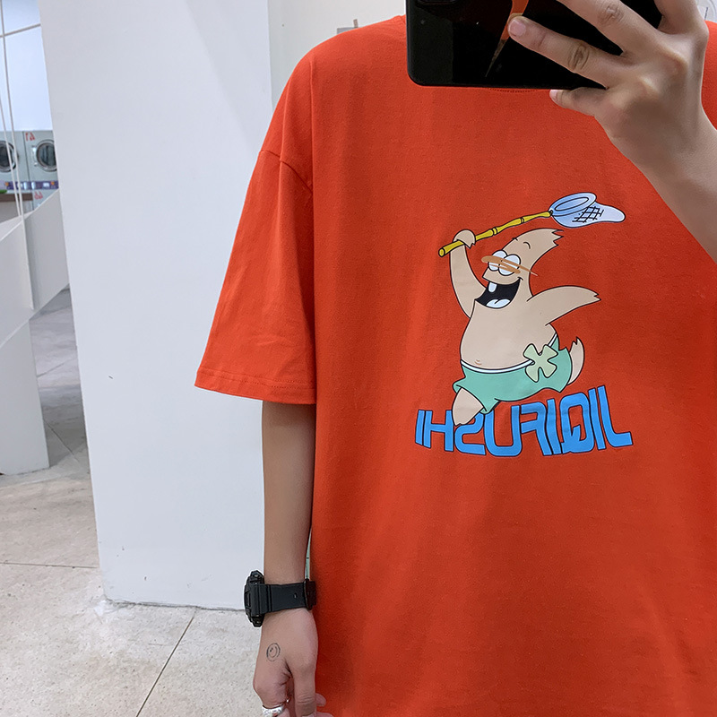 夏季港风短袖t恤男ins潮牌宽松2020休闲韩版潮流简约百搭潮五分袖