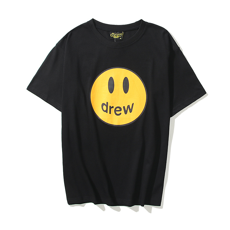 潮牌DREW 贾斯汀比伯吴亦凡同款笑脸休闲高街情侣男女短袖T恤批发