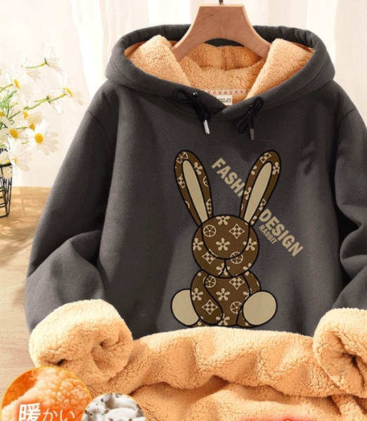 ゆったり大きいサイズフード付きスウェットシャツ女性