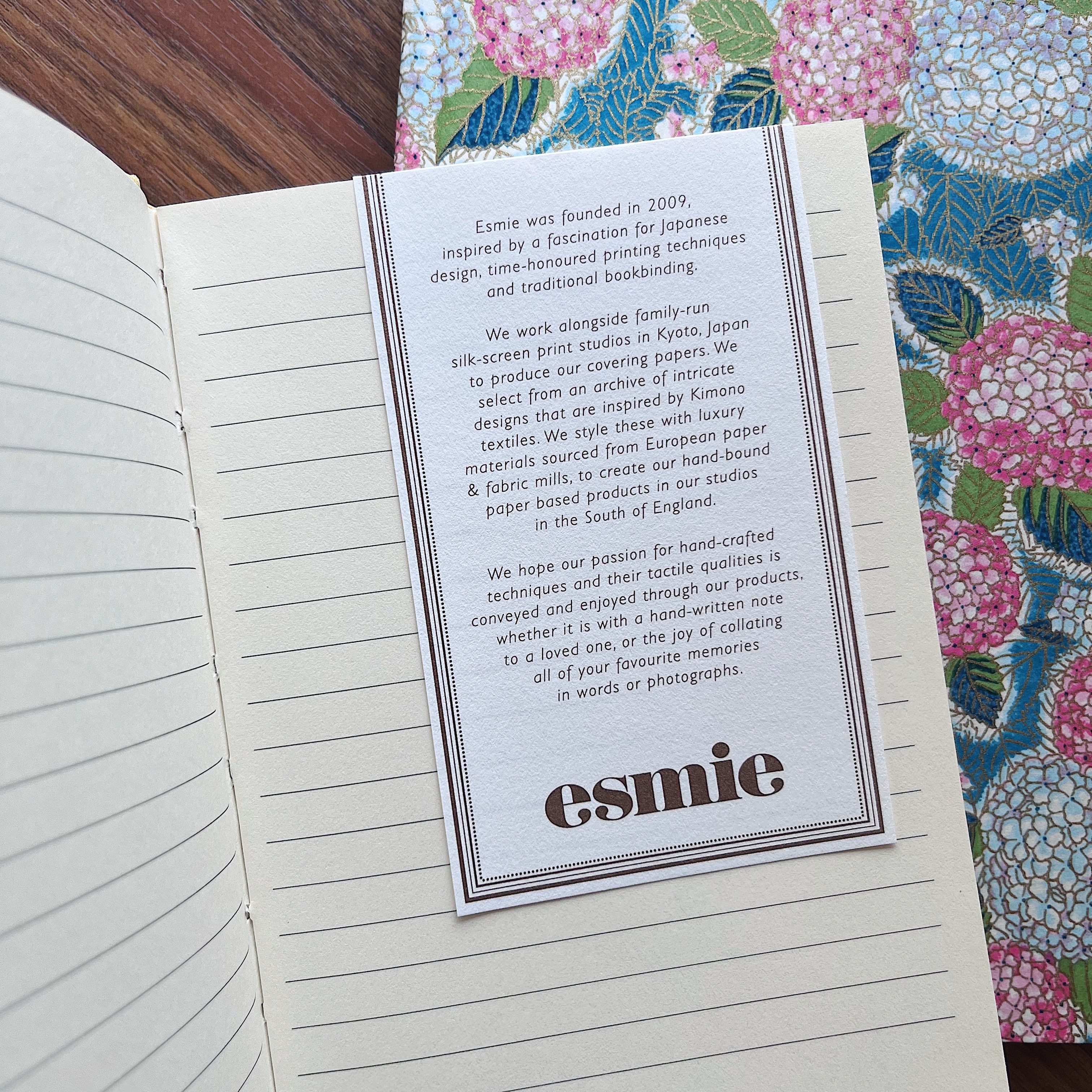 Small Lined Journal - Pink Yellow Petals / Blue