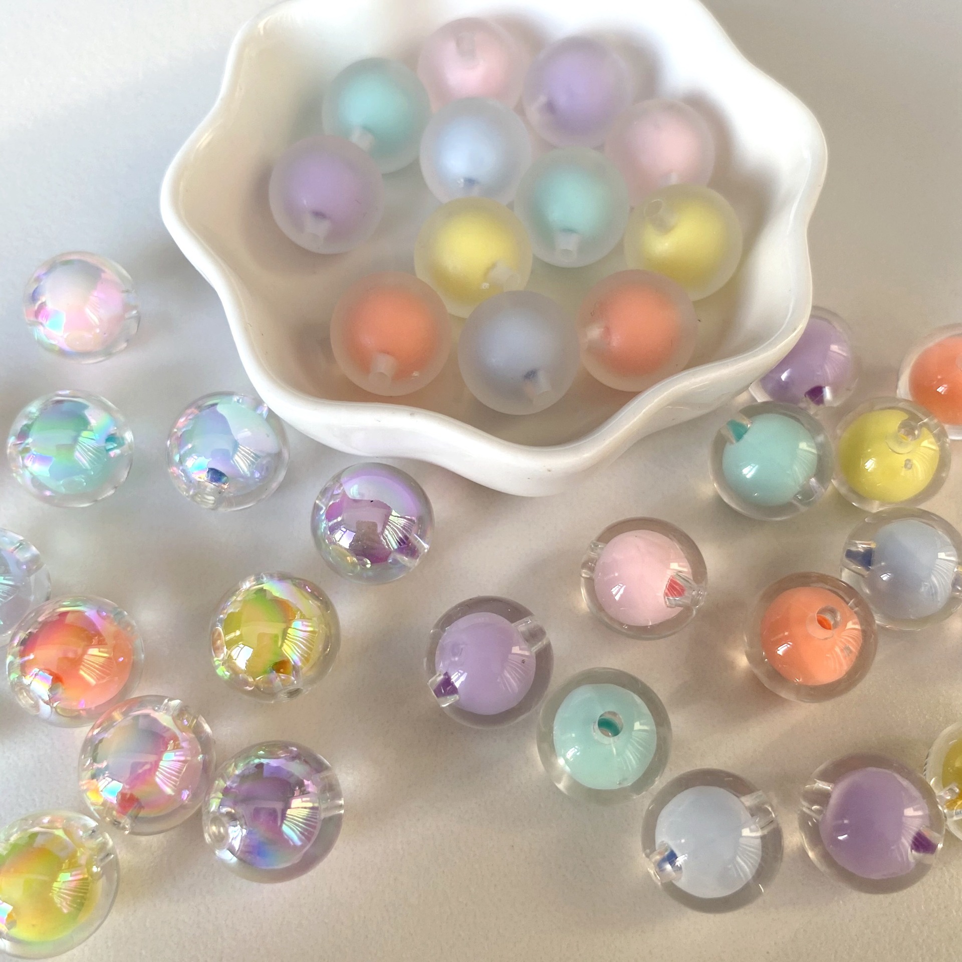 Chinese supplier scrub 12mm Colored ab beads 8mm 10mm colorful bead in bead for Bracelet material