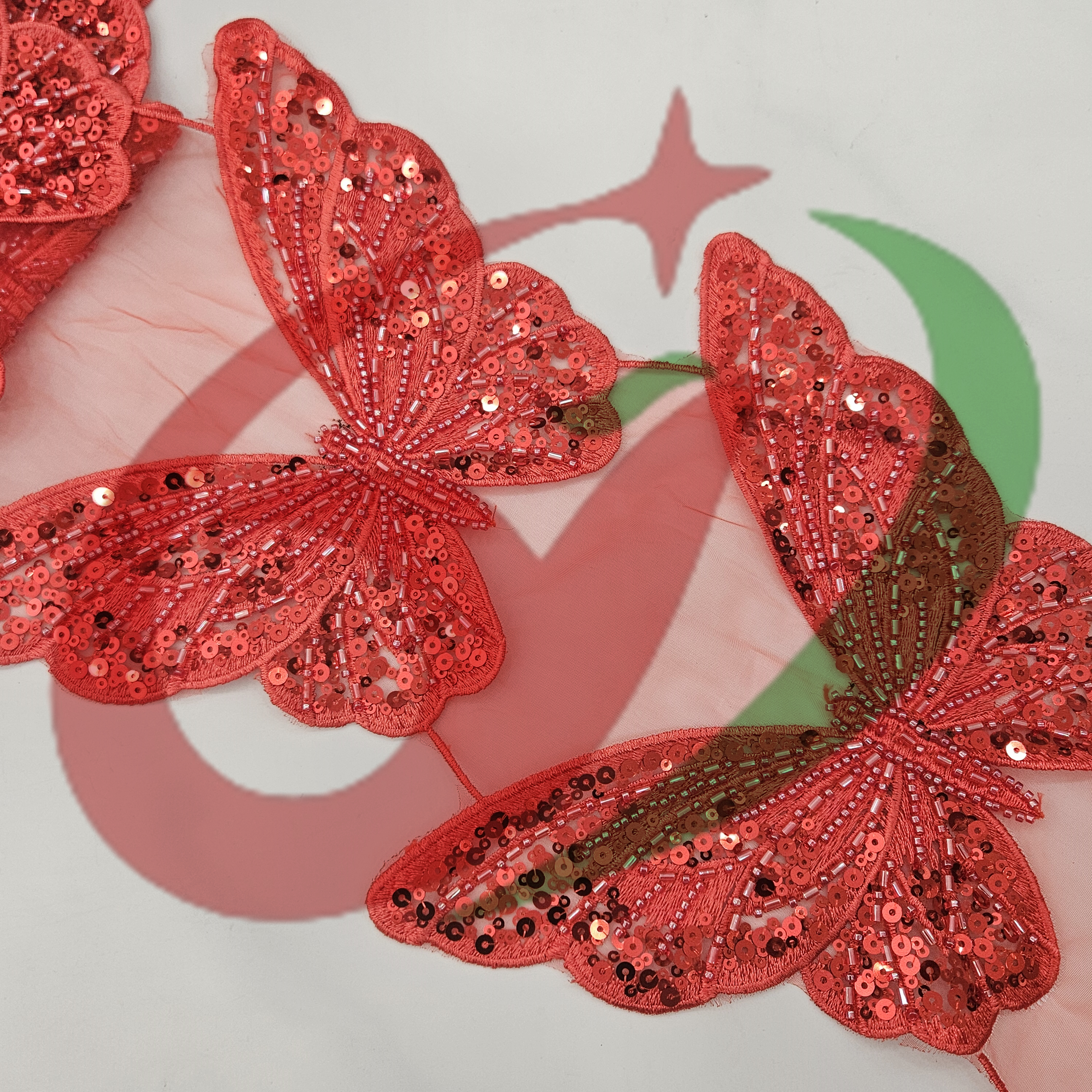 Butterfly glass bead mesh lace YS5168#