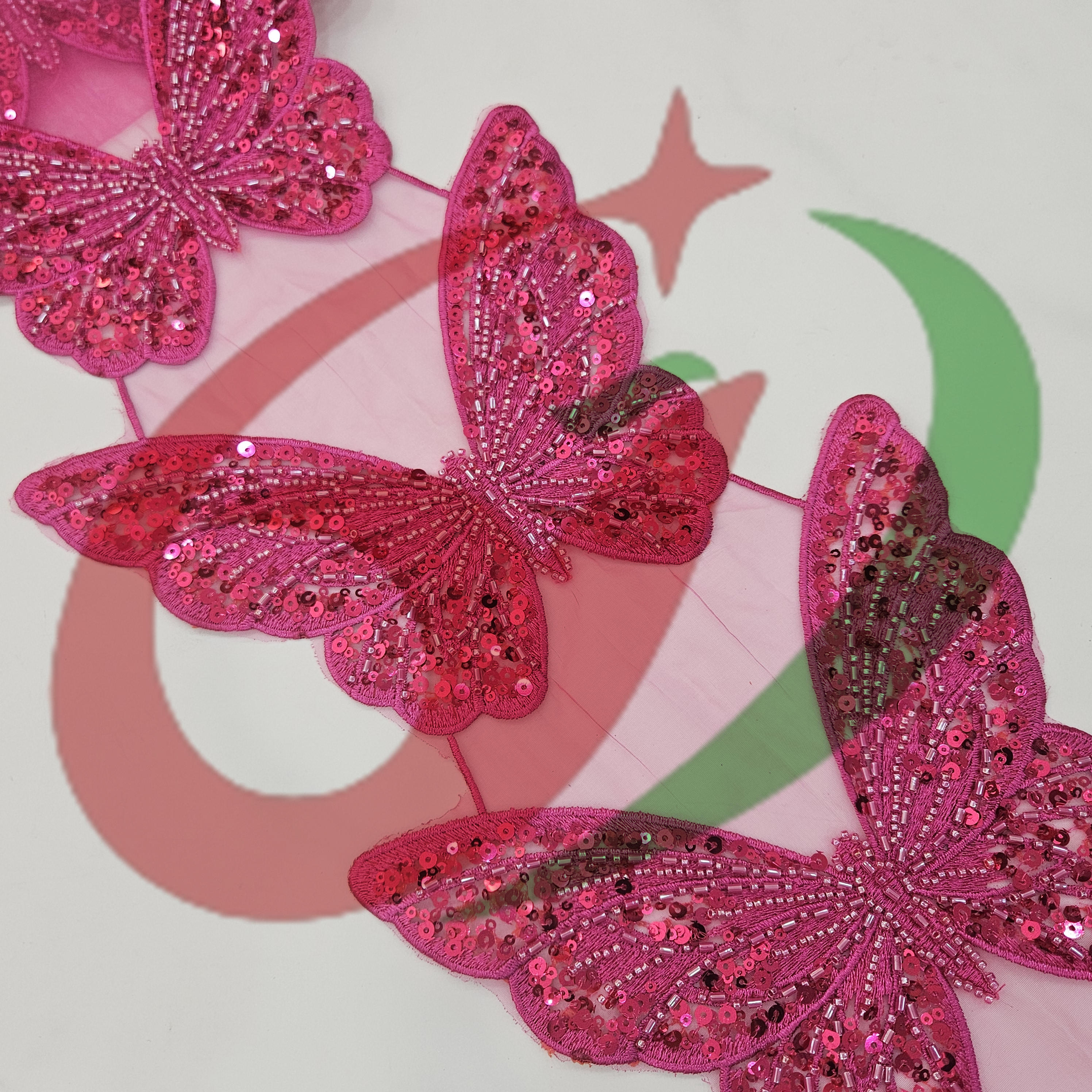 Butterfly glass bead mesh lace YS5168#