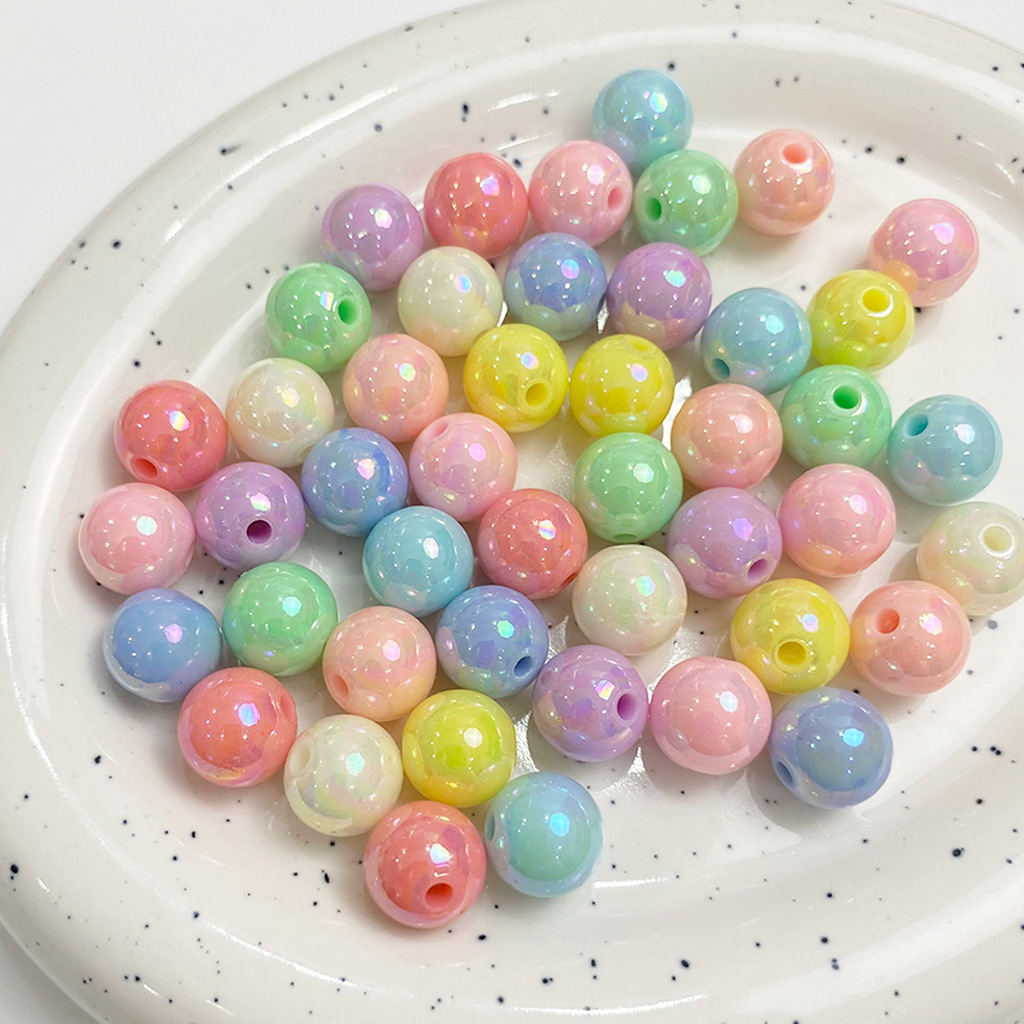 Factory direct Colored ab beads plated 8mm 10mm colorful bead pearl for Bracelet jewelry material