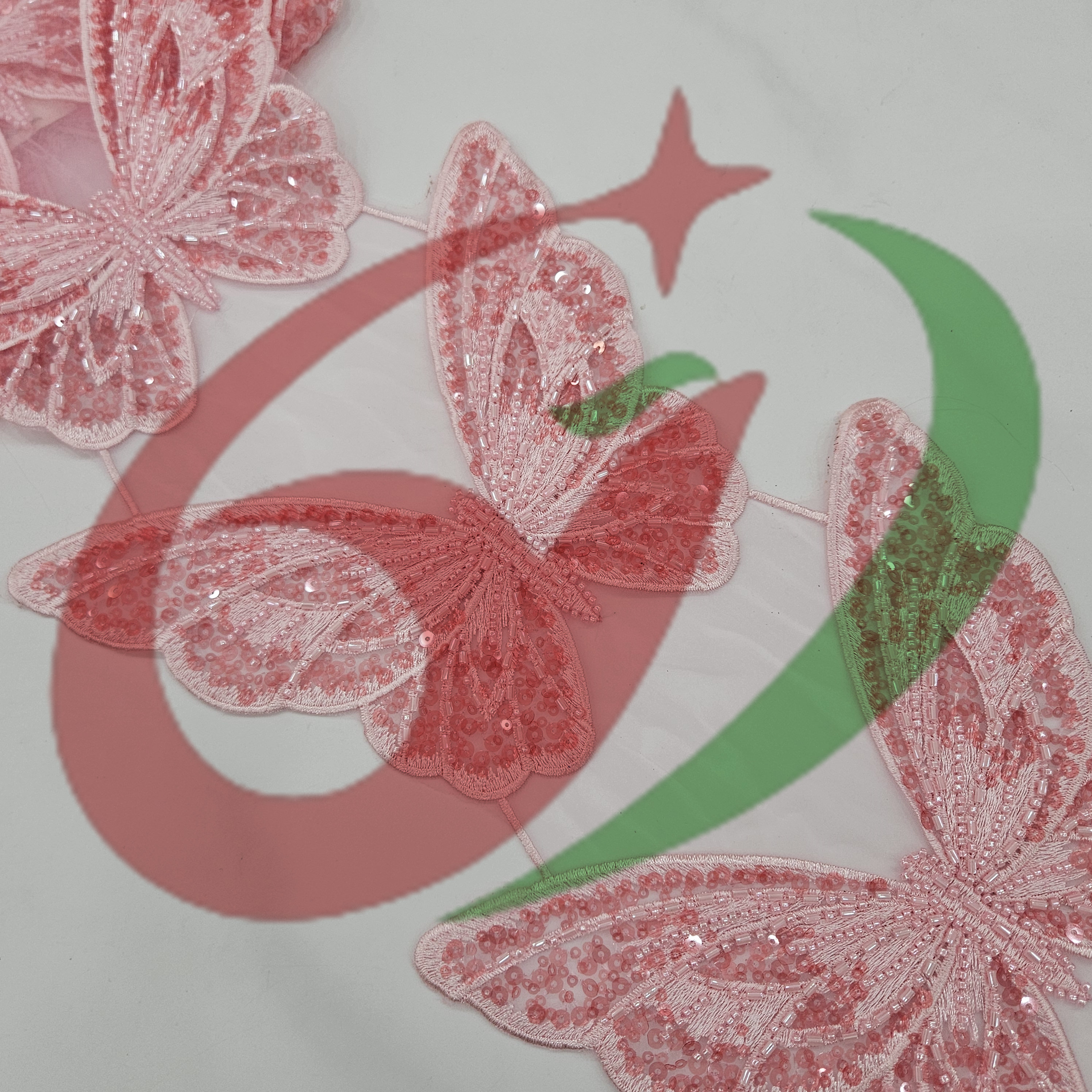 Butterfly glass bead mesh lace YS5168#-2