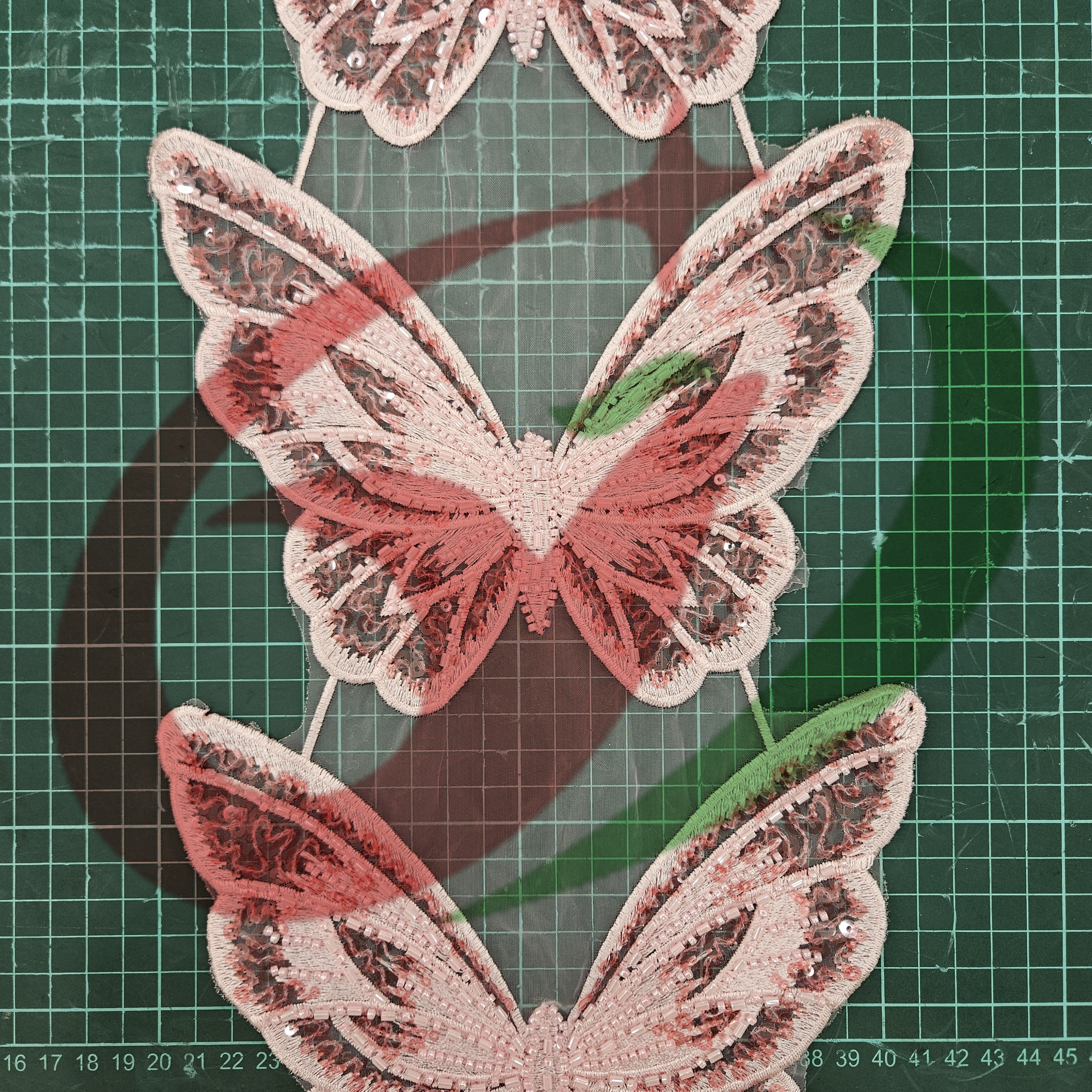 Butterfly glass bead mesh lace YS5168#-2