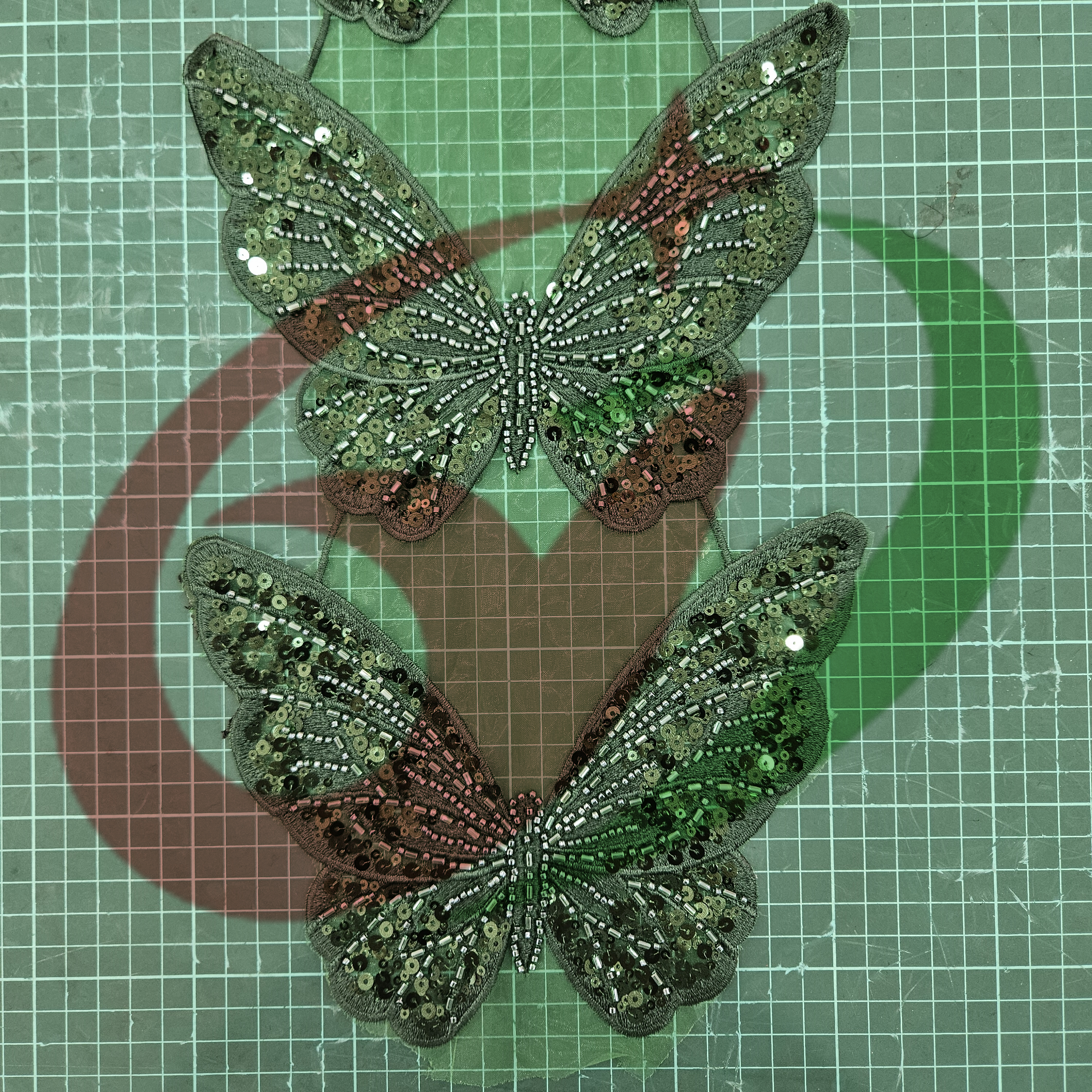 Butterfly glass bead mesh lace YS5168#-2