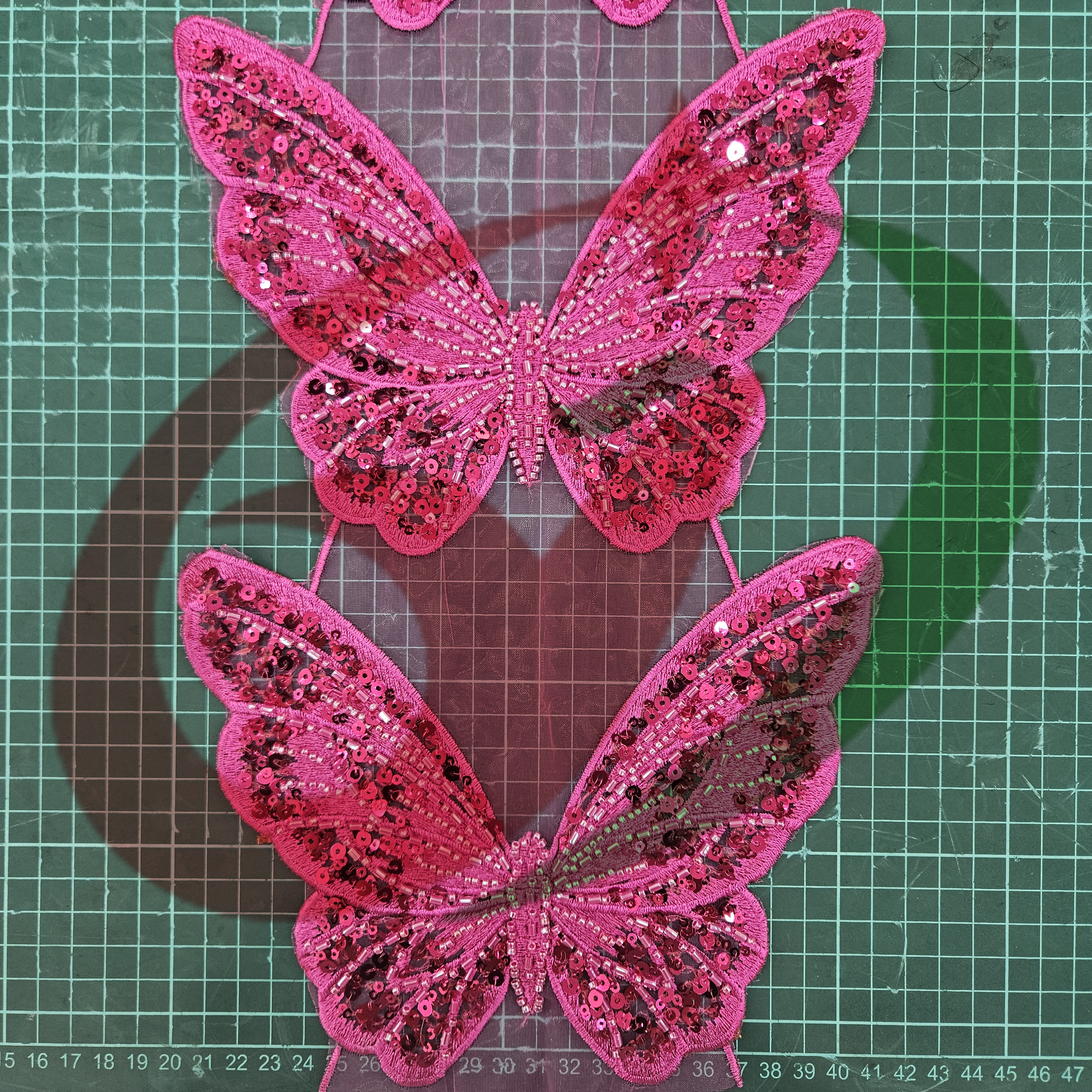 Butterfly glass bead mesh lace YS5168#