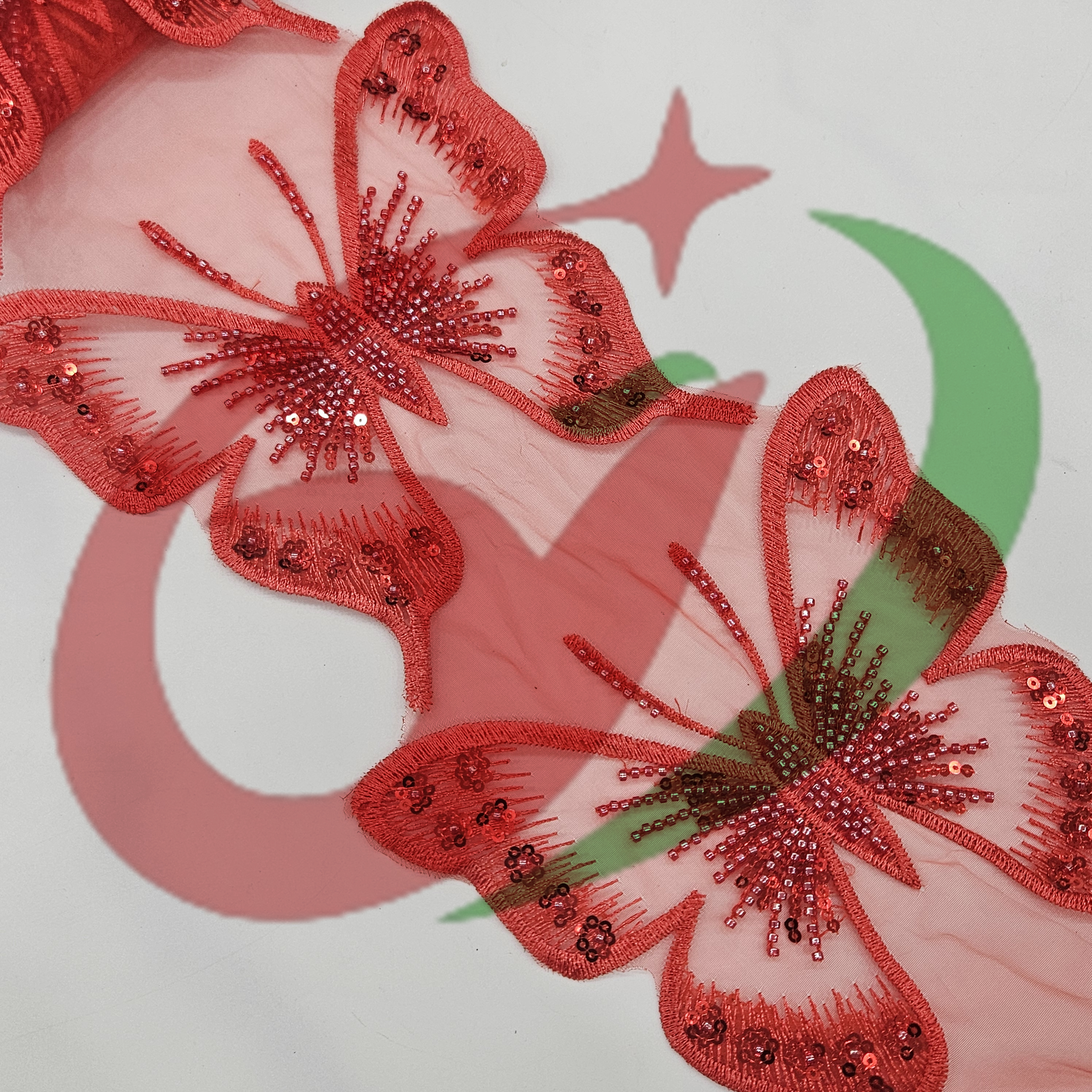 Butterfly glass bead mesh lace YS5169#-1