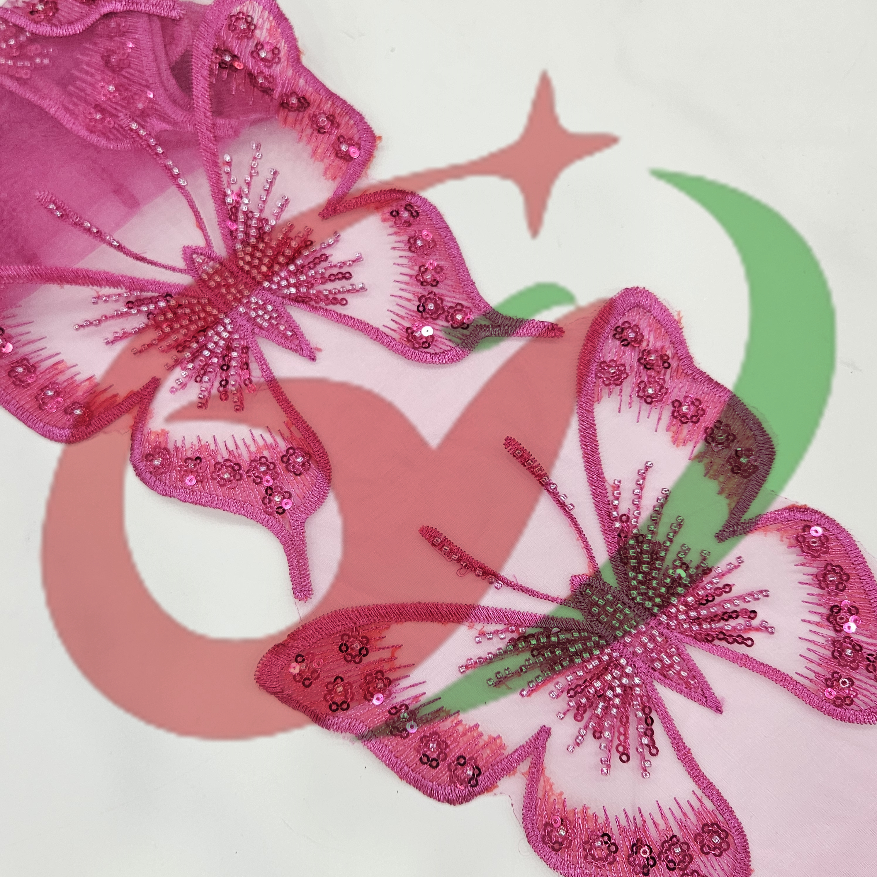 Butterfly glass bead mesh lace YS5169#-1