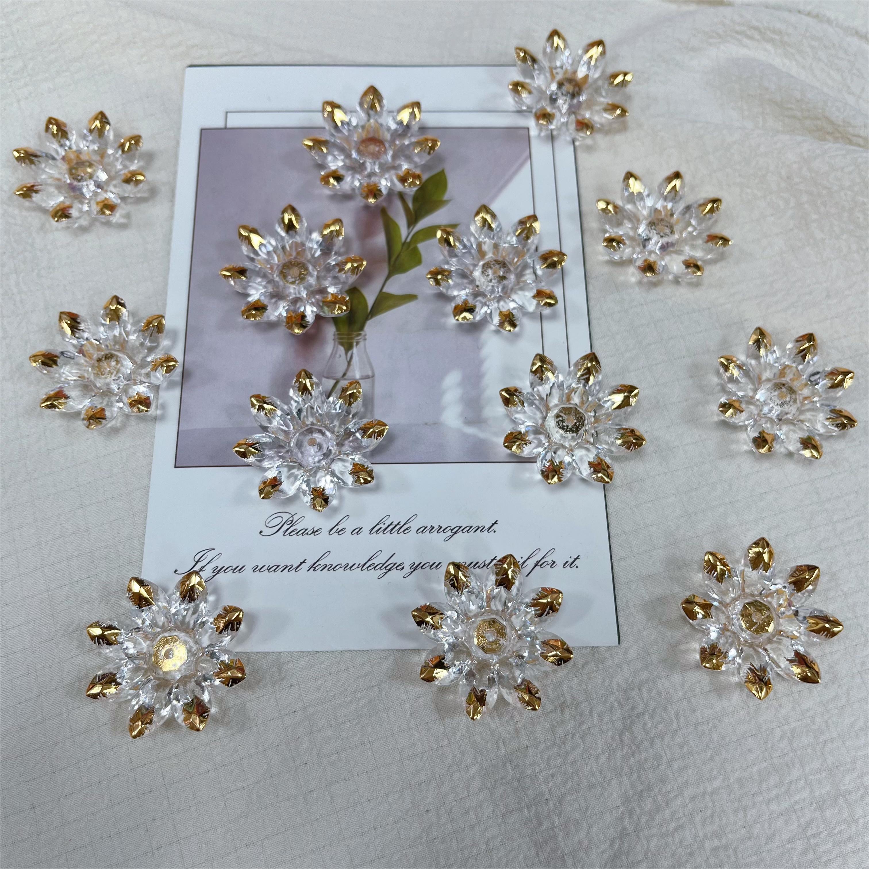 Factory direct sale Transparent bronzing Lotus beads 3D ABS pearl for Clothing accessories