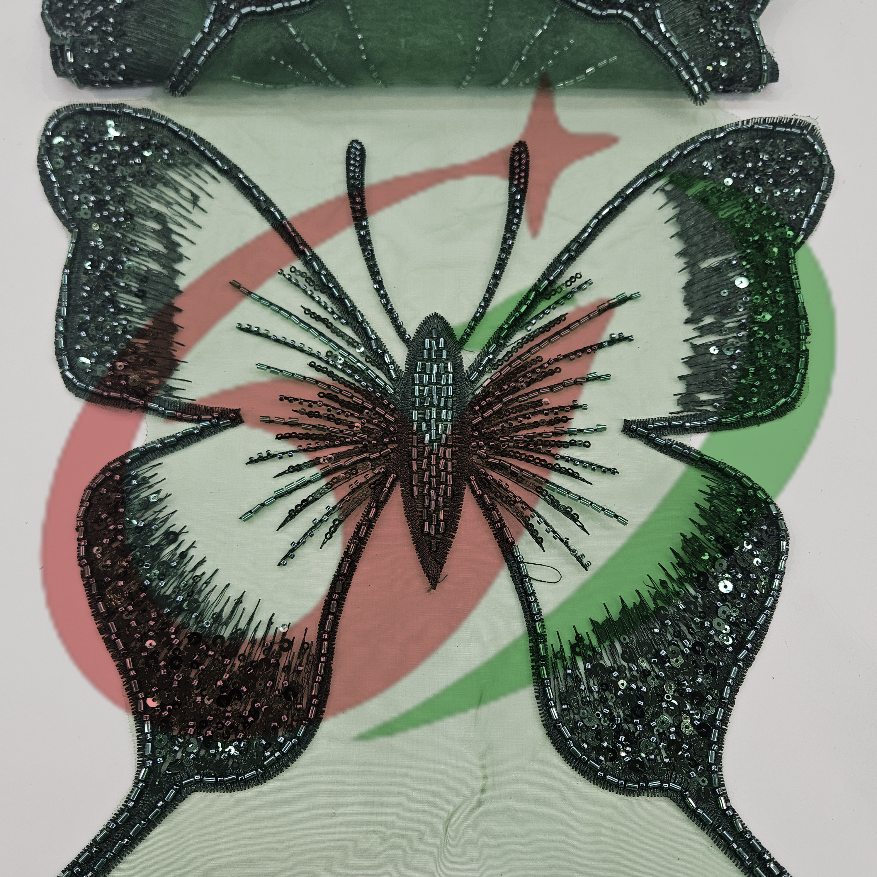 Butterfly glass bead mesh lace YS5185#-2