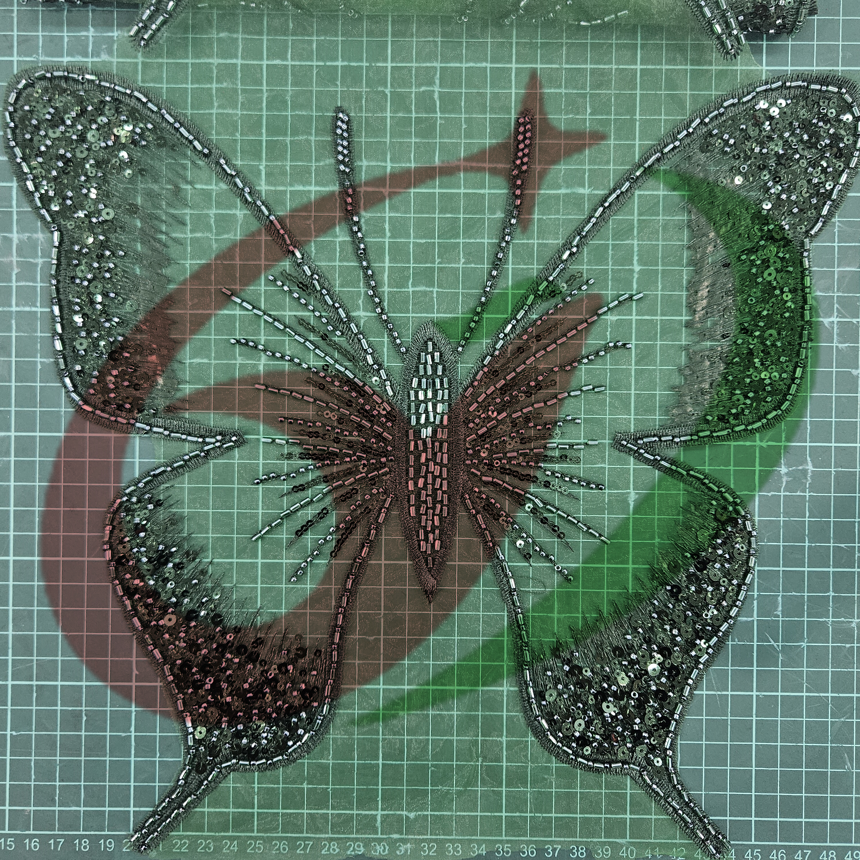 Butterfly glass bead mesh lace YS5185#-2