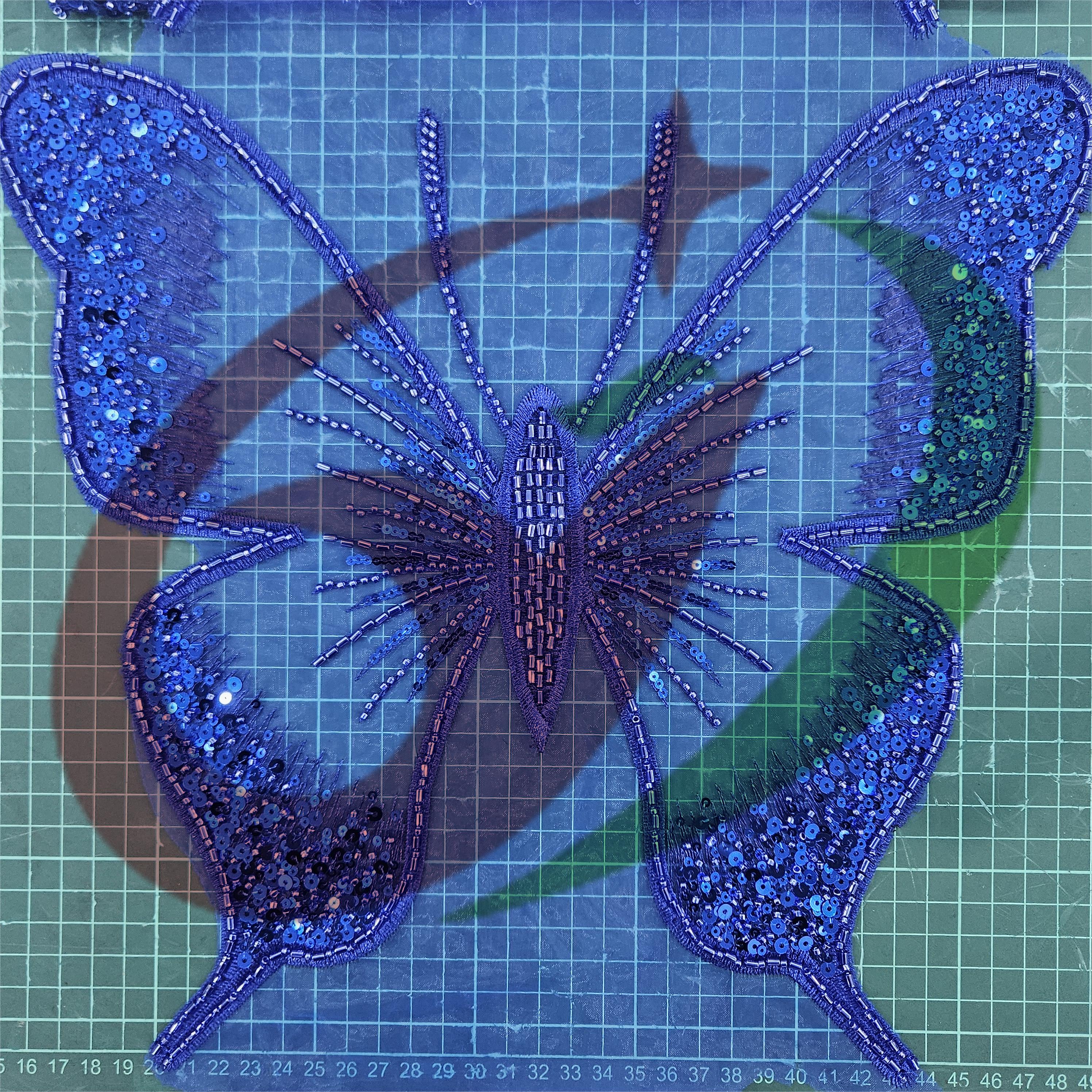 Butterfly glass bead mesh lace YS5185#-2