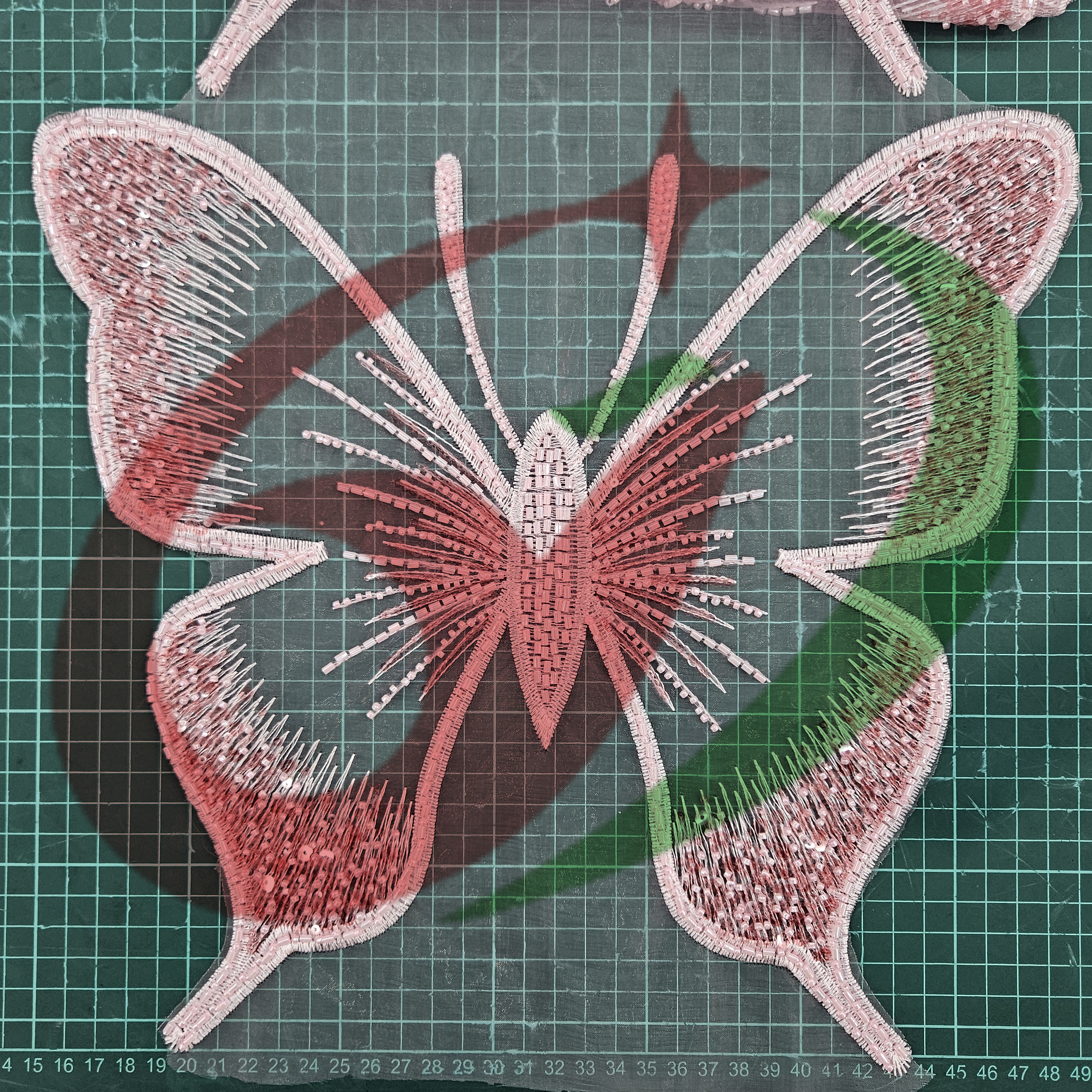 Butterfly glass bead mesh lace YS5185#-2