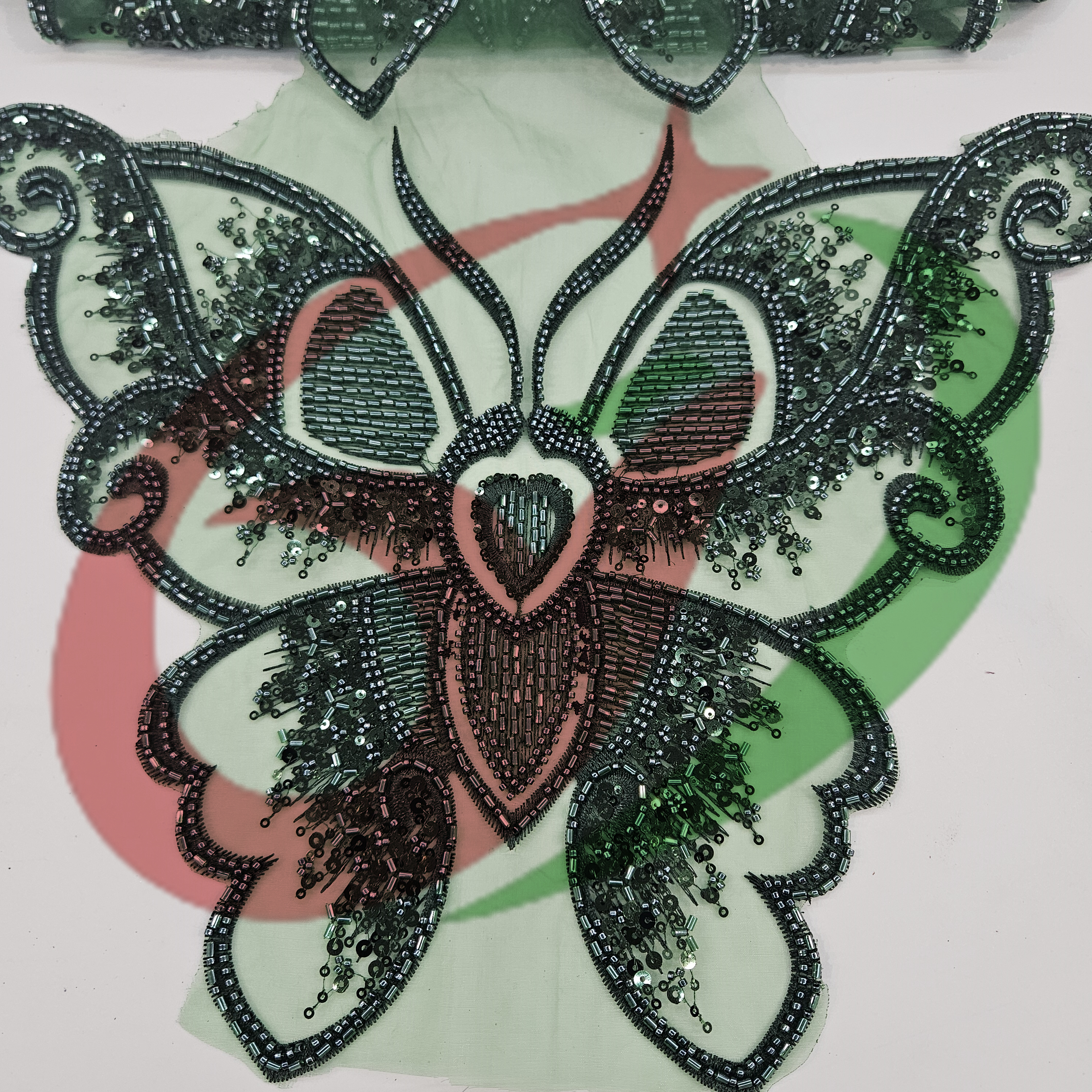 Butterfly glass bead mesh lace YS5186#-1