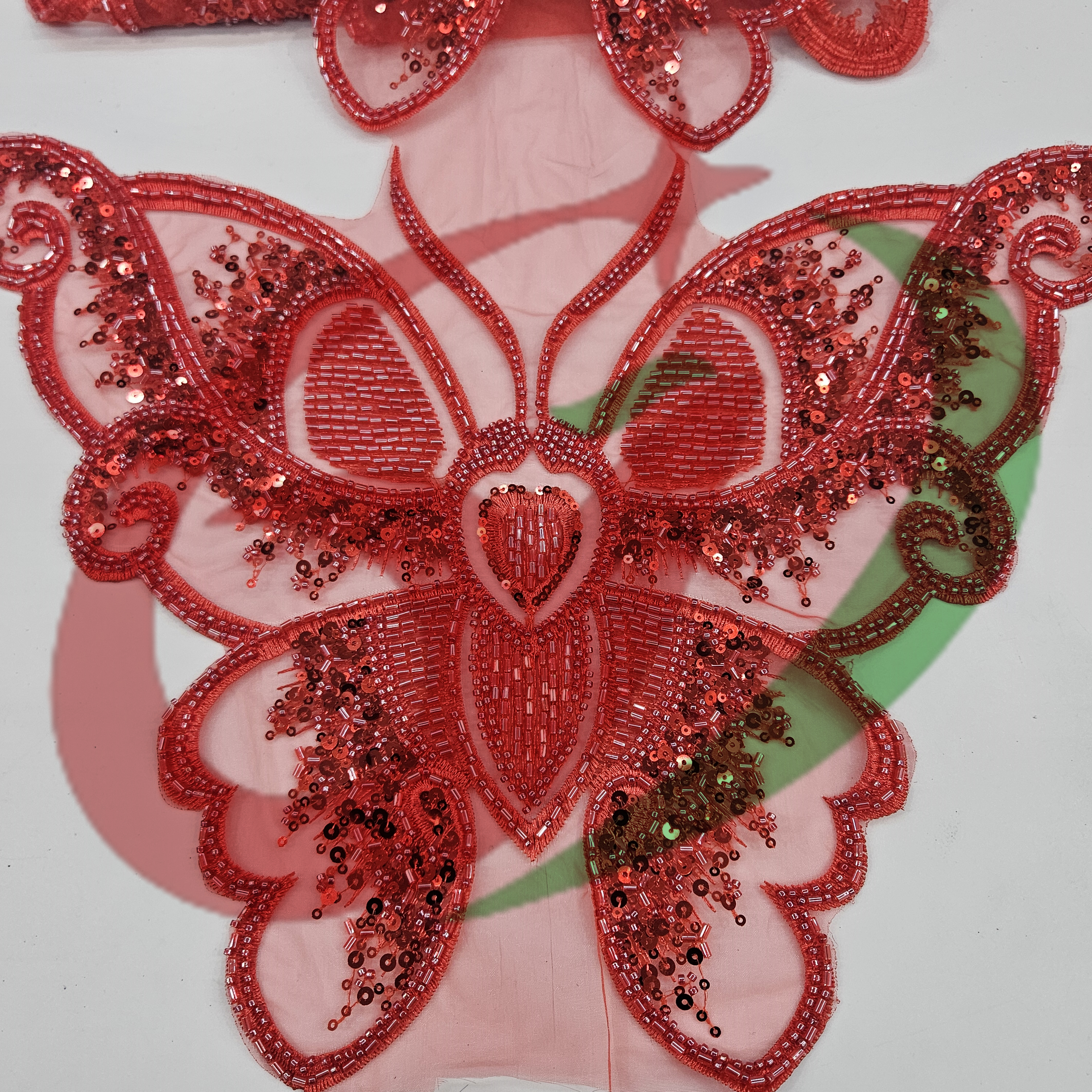Butterfly glass bead mesh lace YS5186#-1