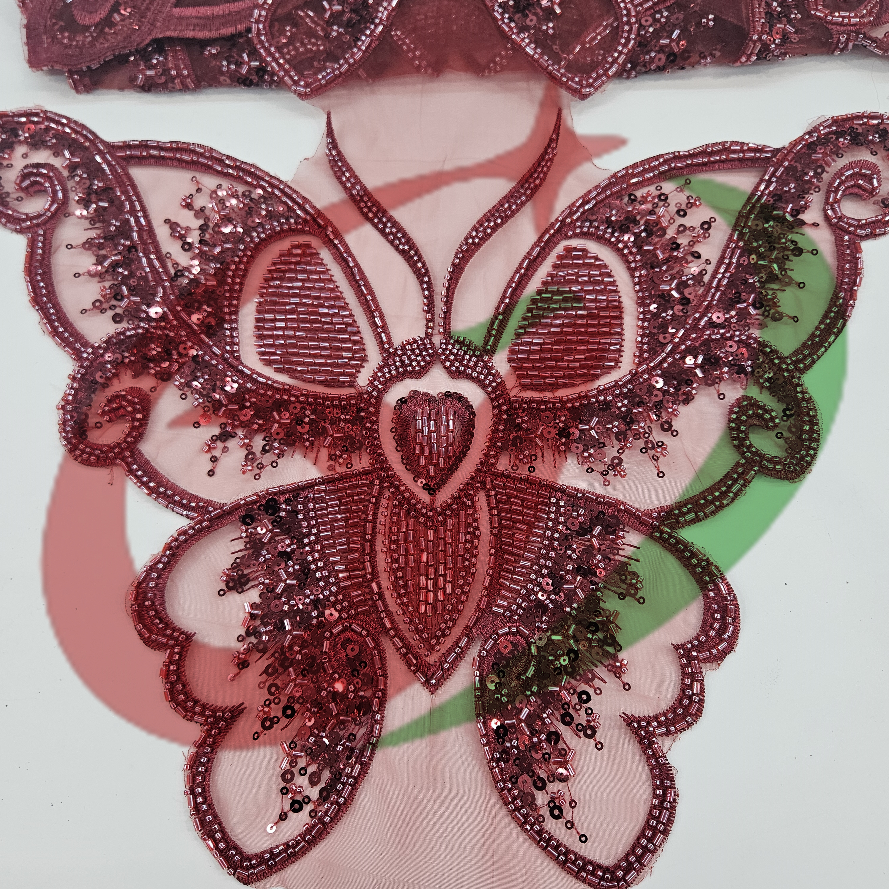 Butterfly glass bead mesh lace YS5186#-2