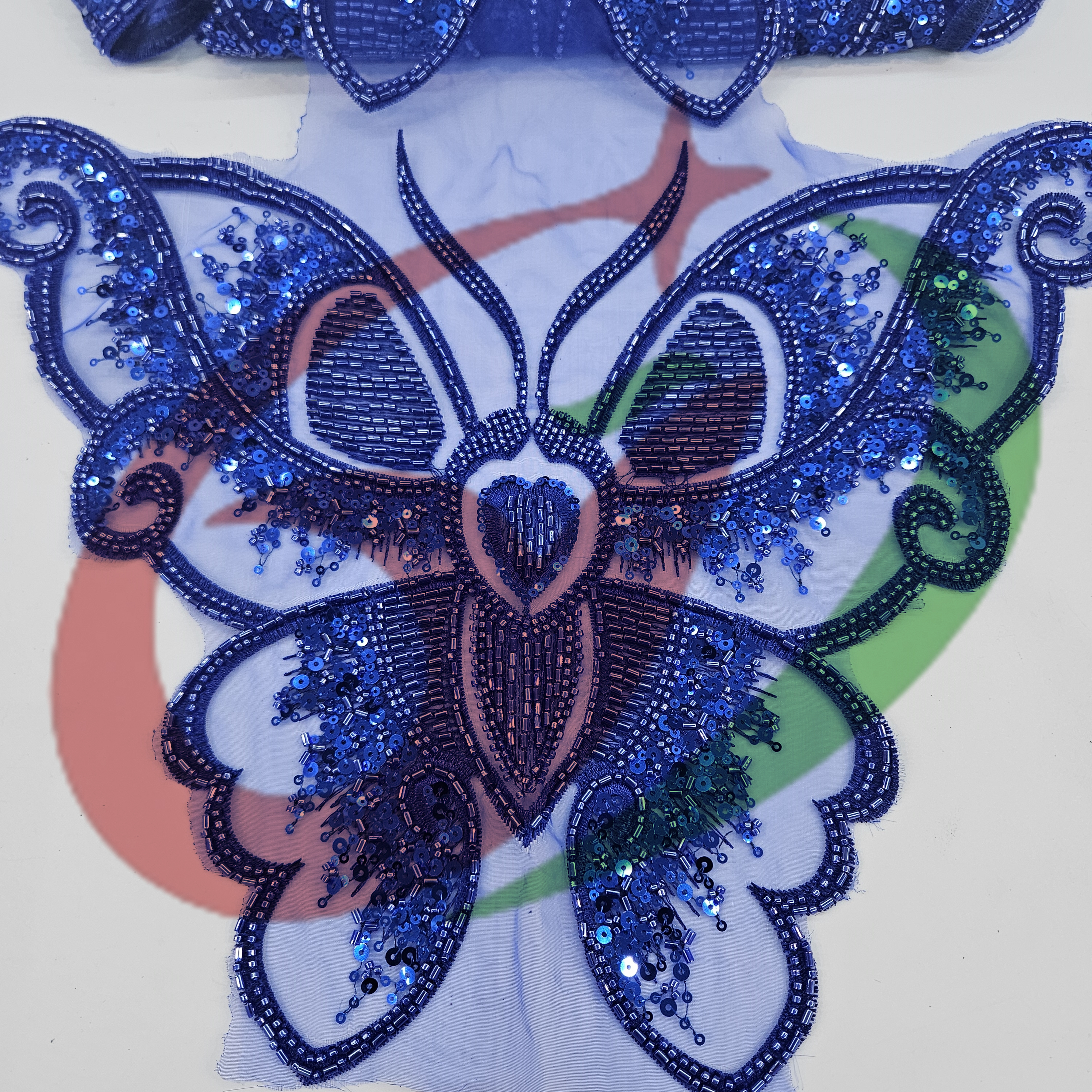 Butterfly glass bead mesh lace YS5186#-2