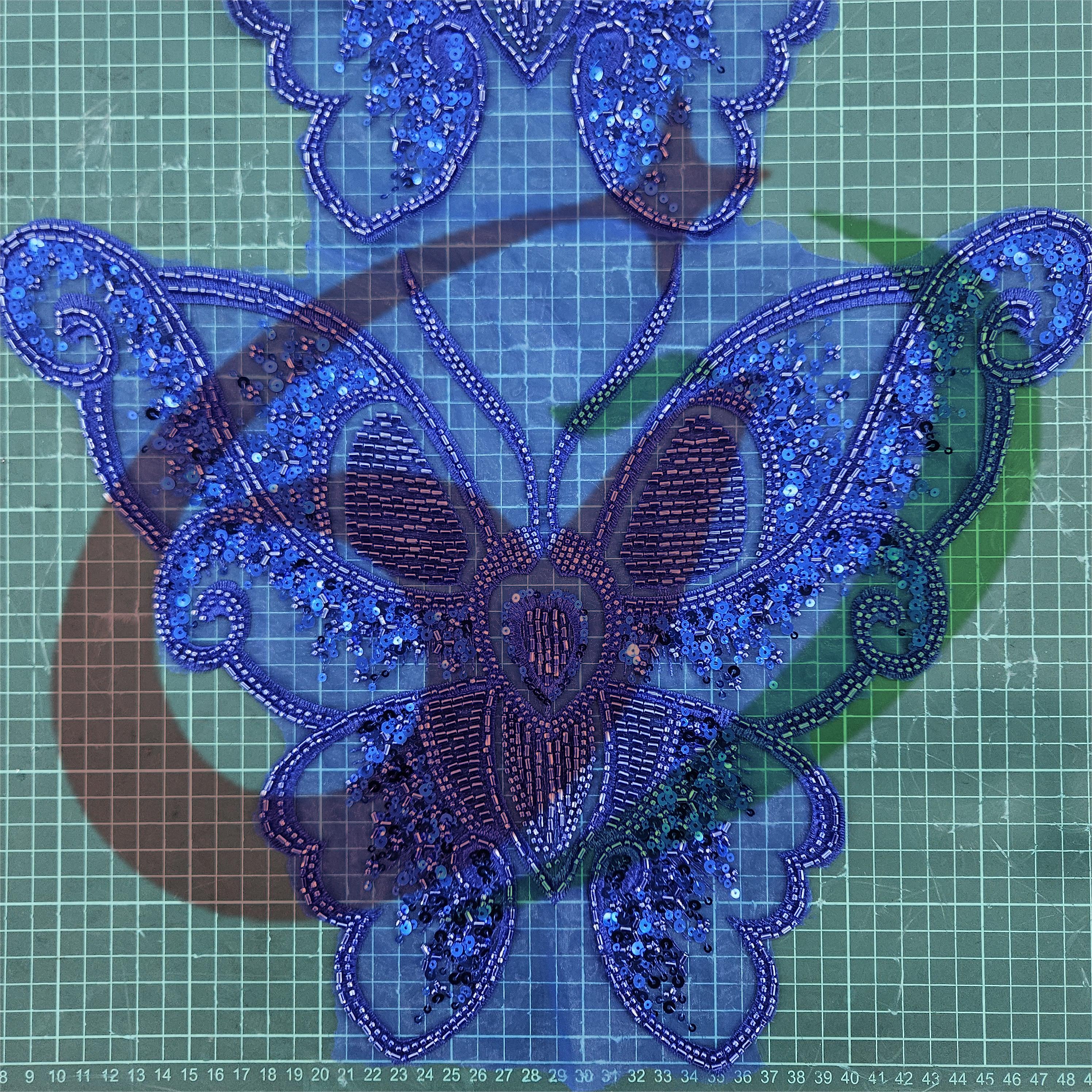 Butterfly glass bead mesh lace YS5186#-2