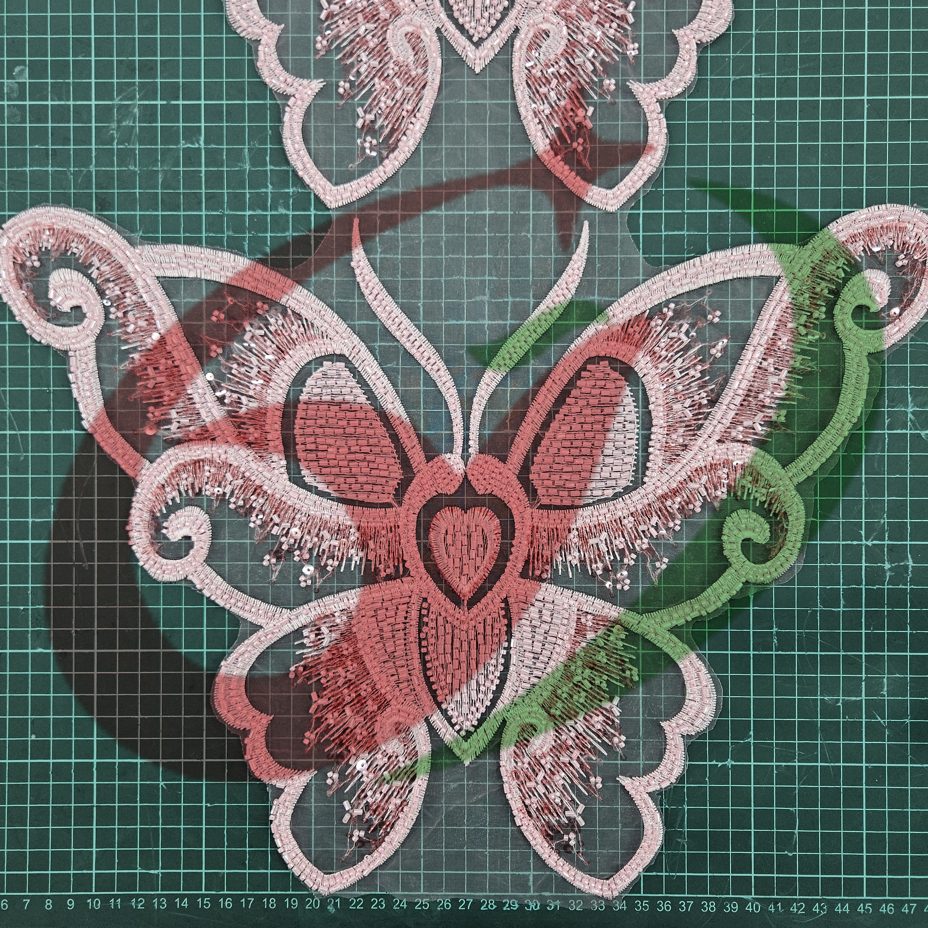 Butterfly glass bead mesh lace YS5186#-2