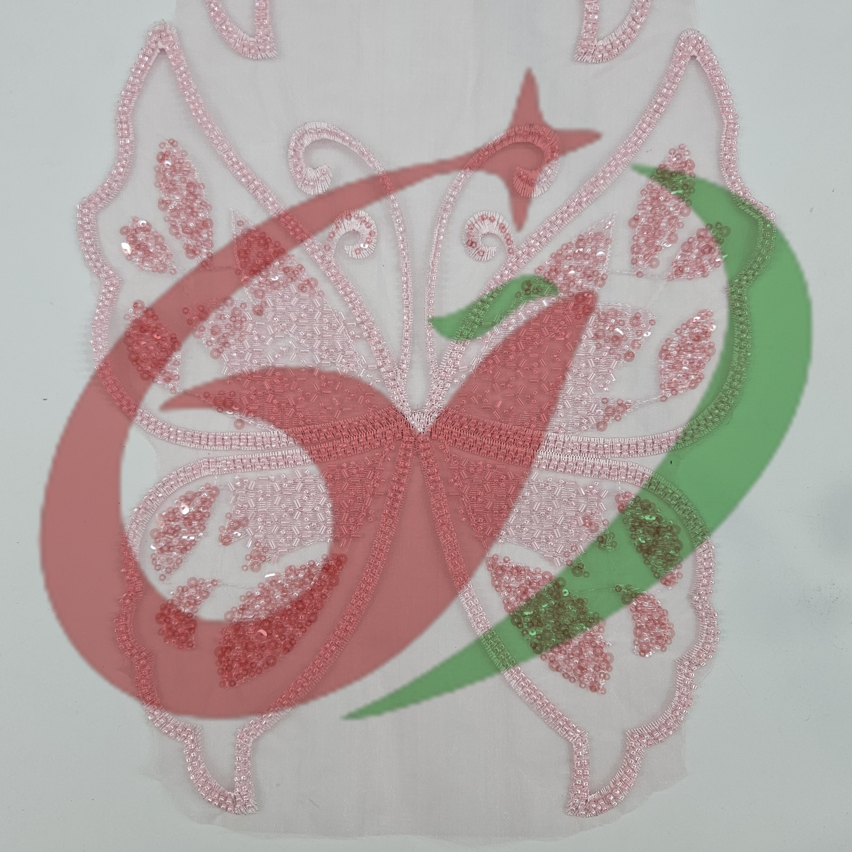 Butterfly glass bead mesh lace YS5187#-1