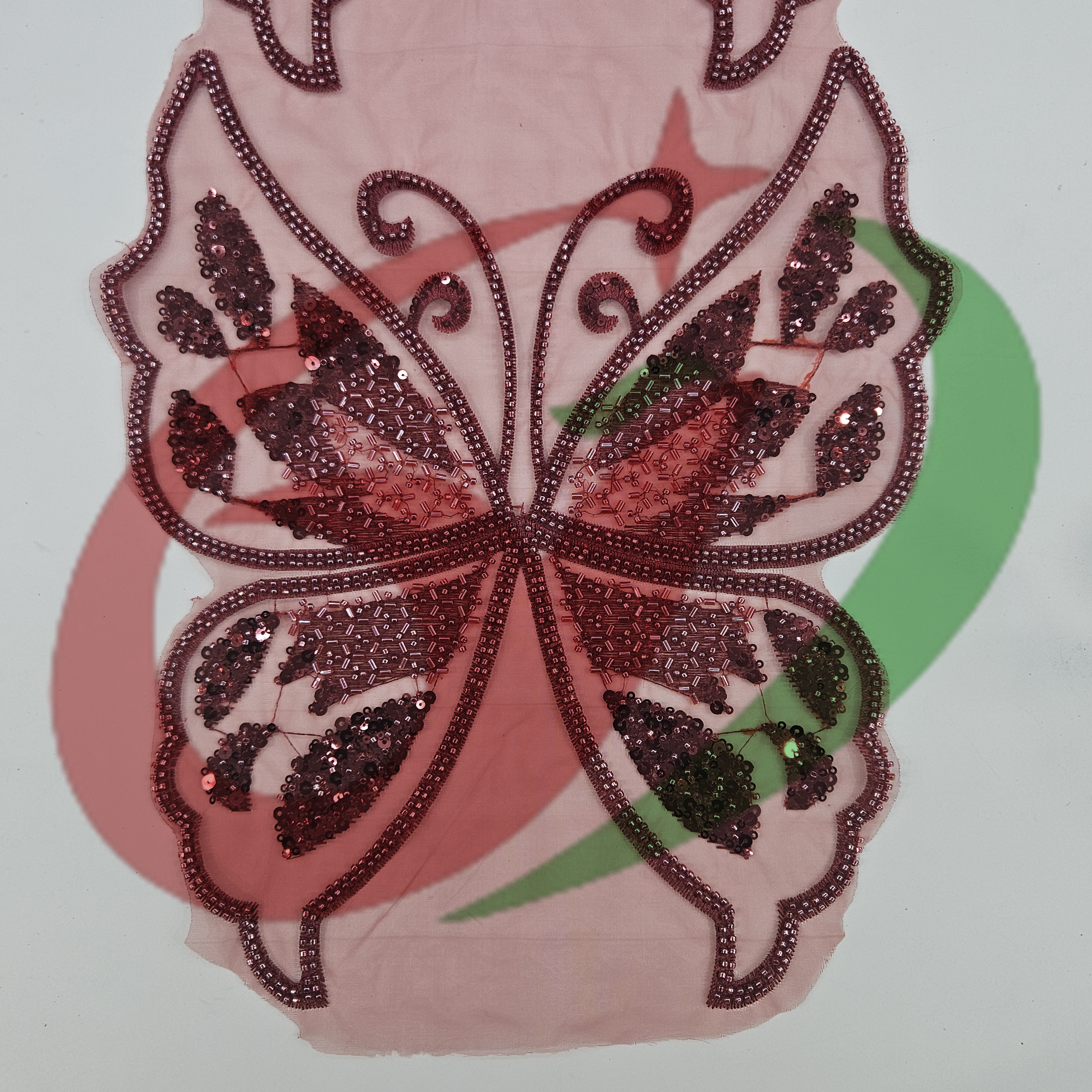 Butterfly glass bead mesh lace YS5187#-1