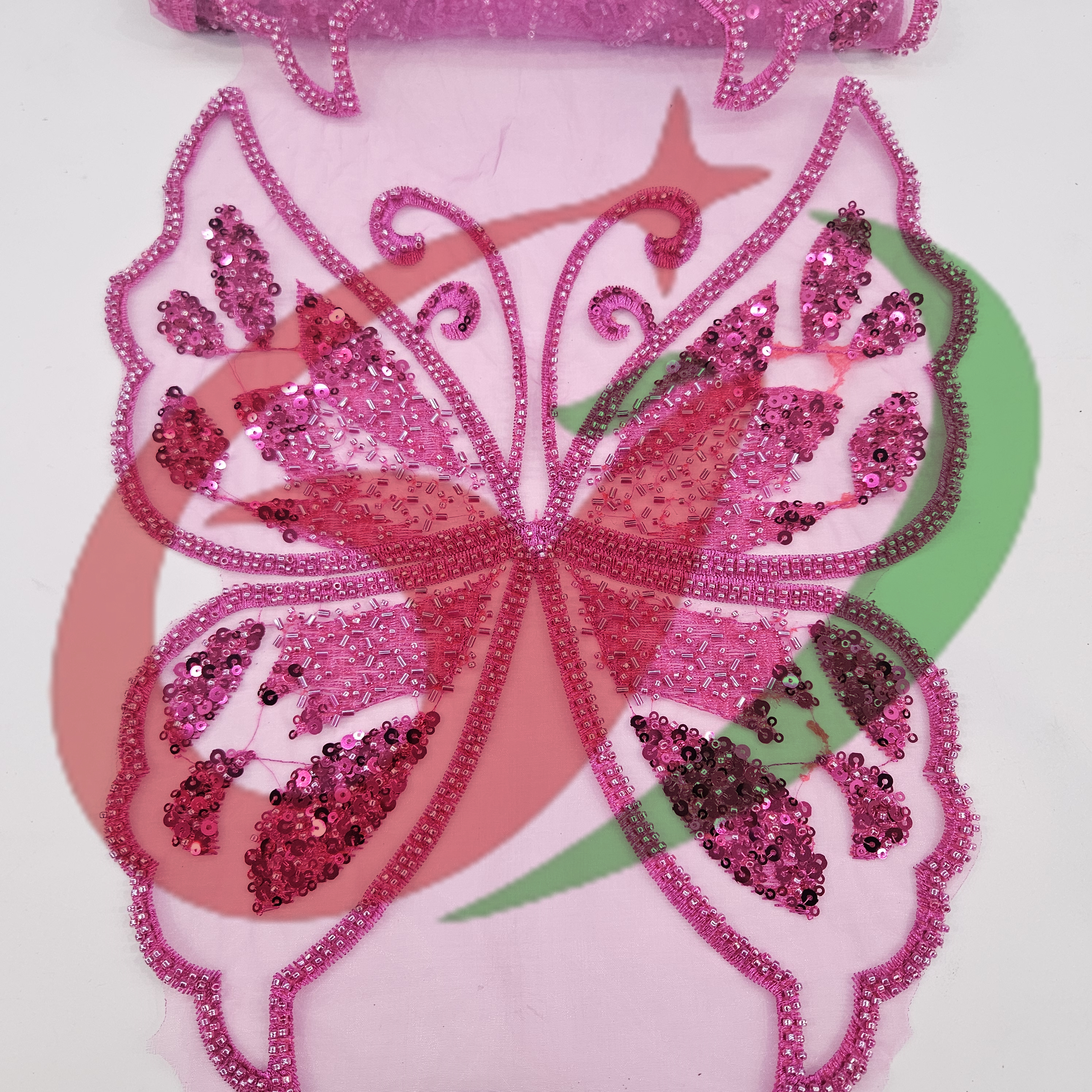 Butterfly glass bead mesh lace YS5187#-2