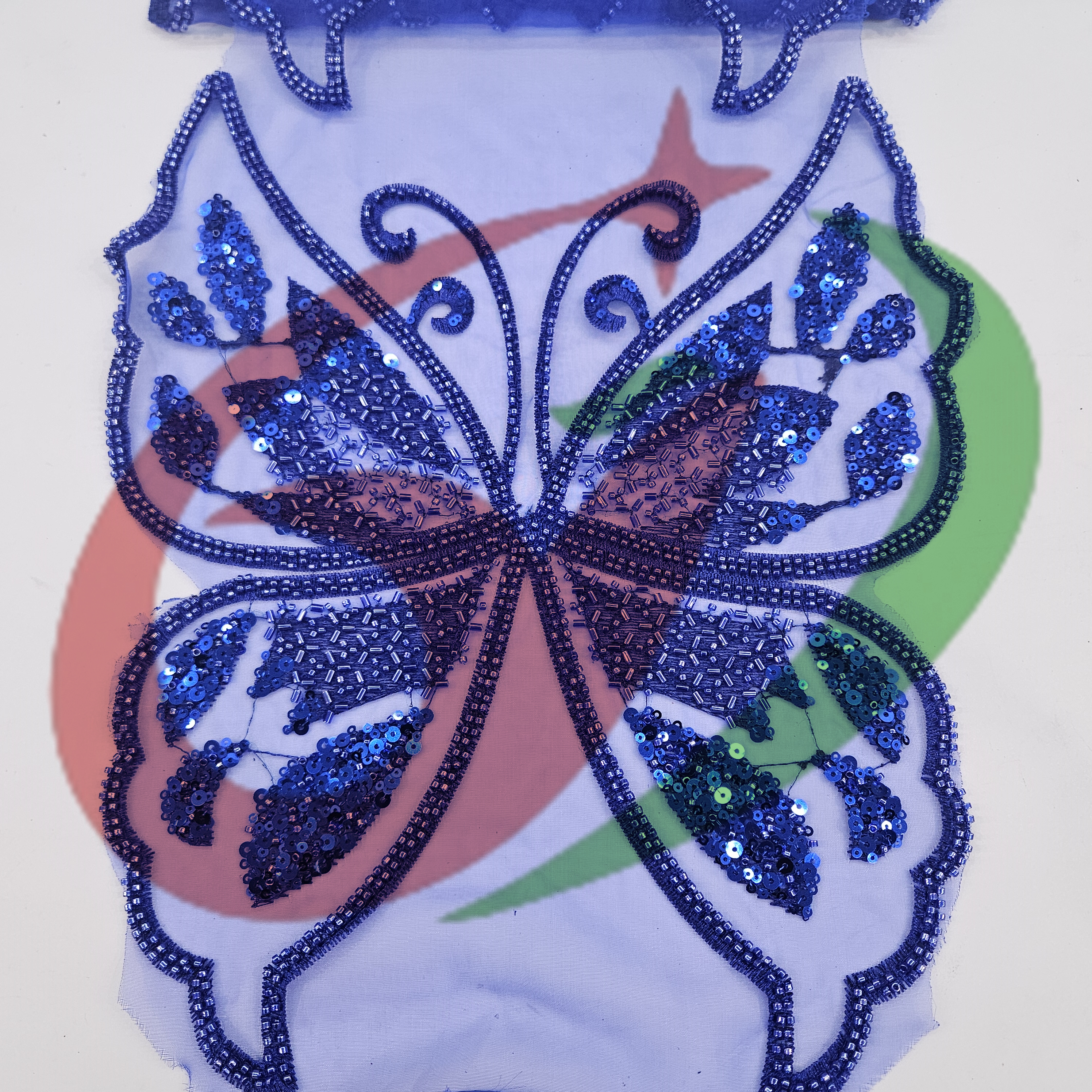 Butterfly glass bead mesh lace YS5187#-2