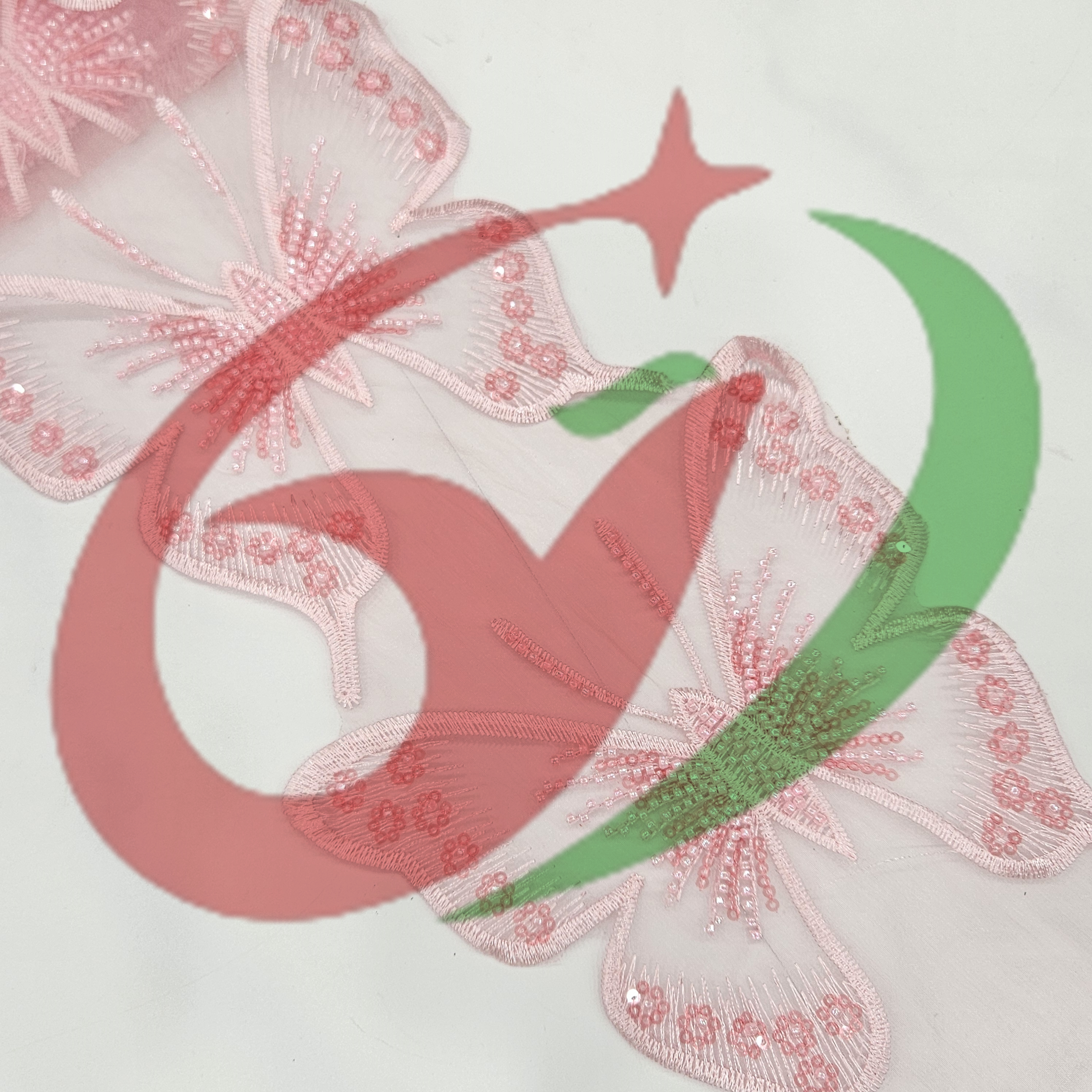 Butterfly glass bead mesh lace YS5169#-1